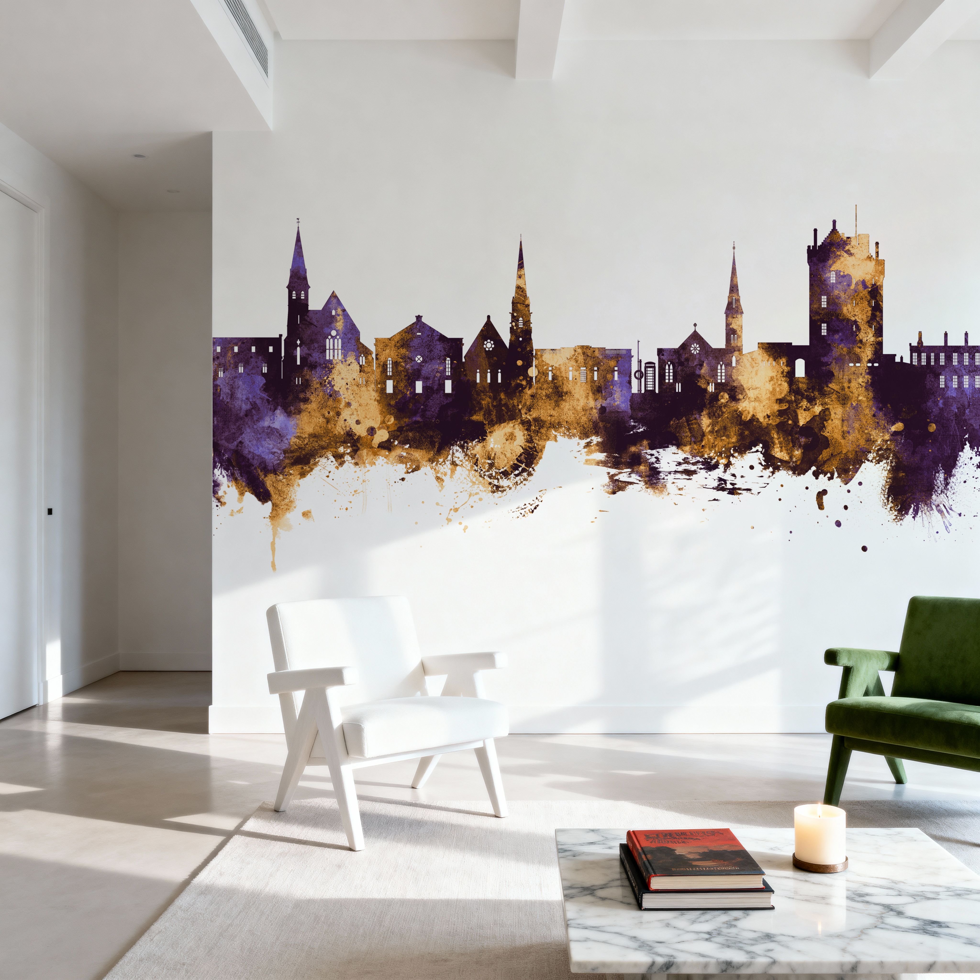 Broughty Ferry Scotland Skyline Purple & Gold