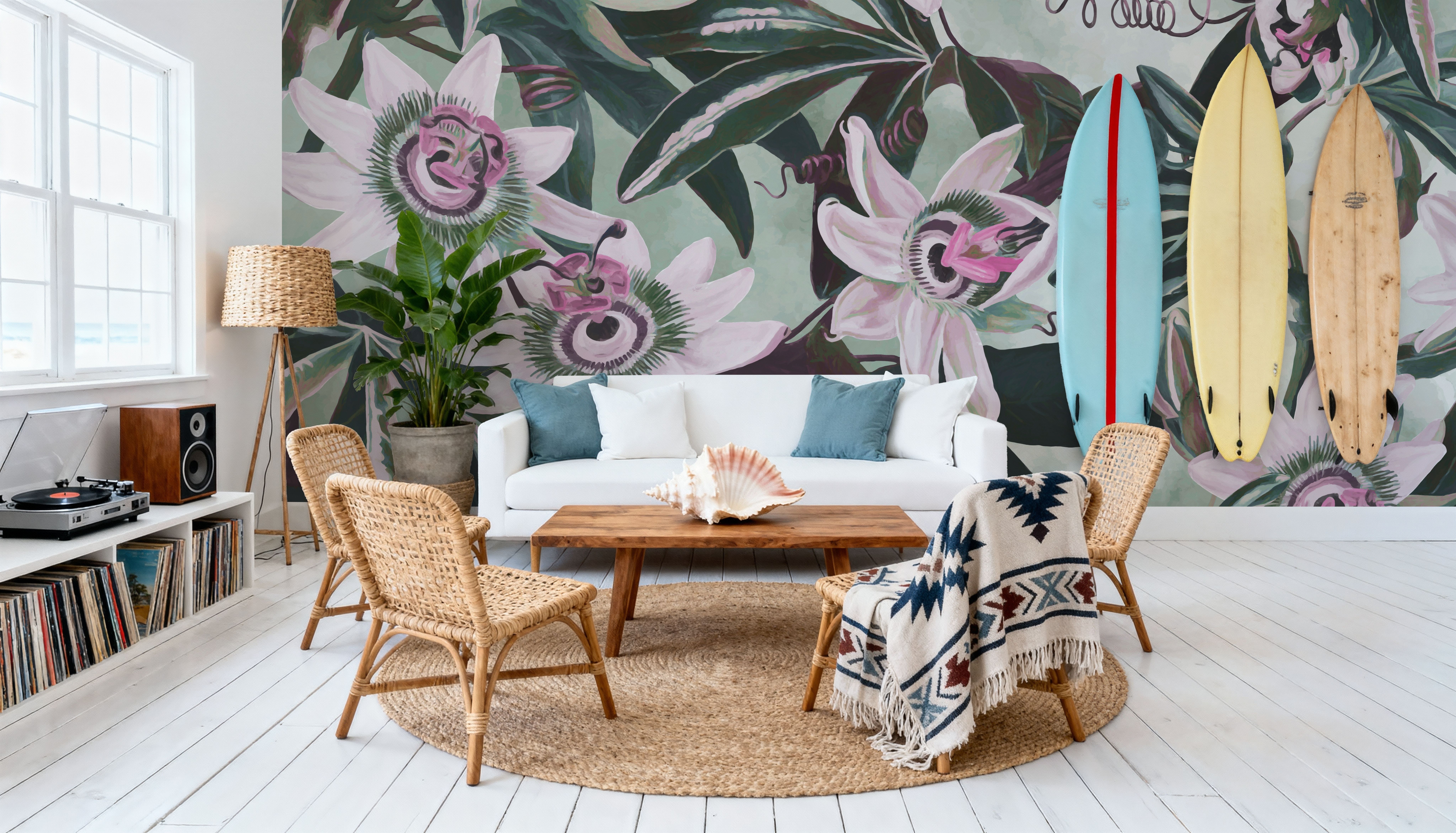 White Passiflora Bright Green