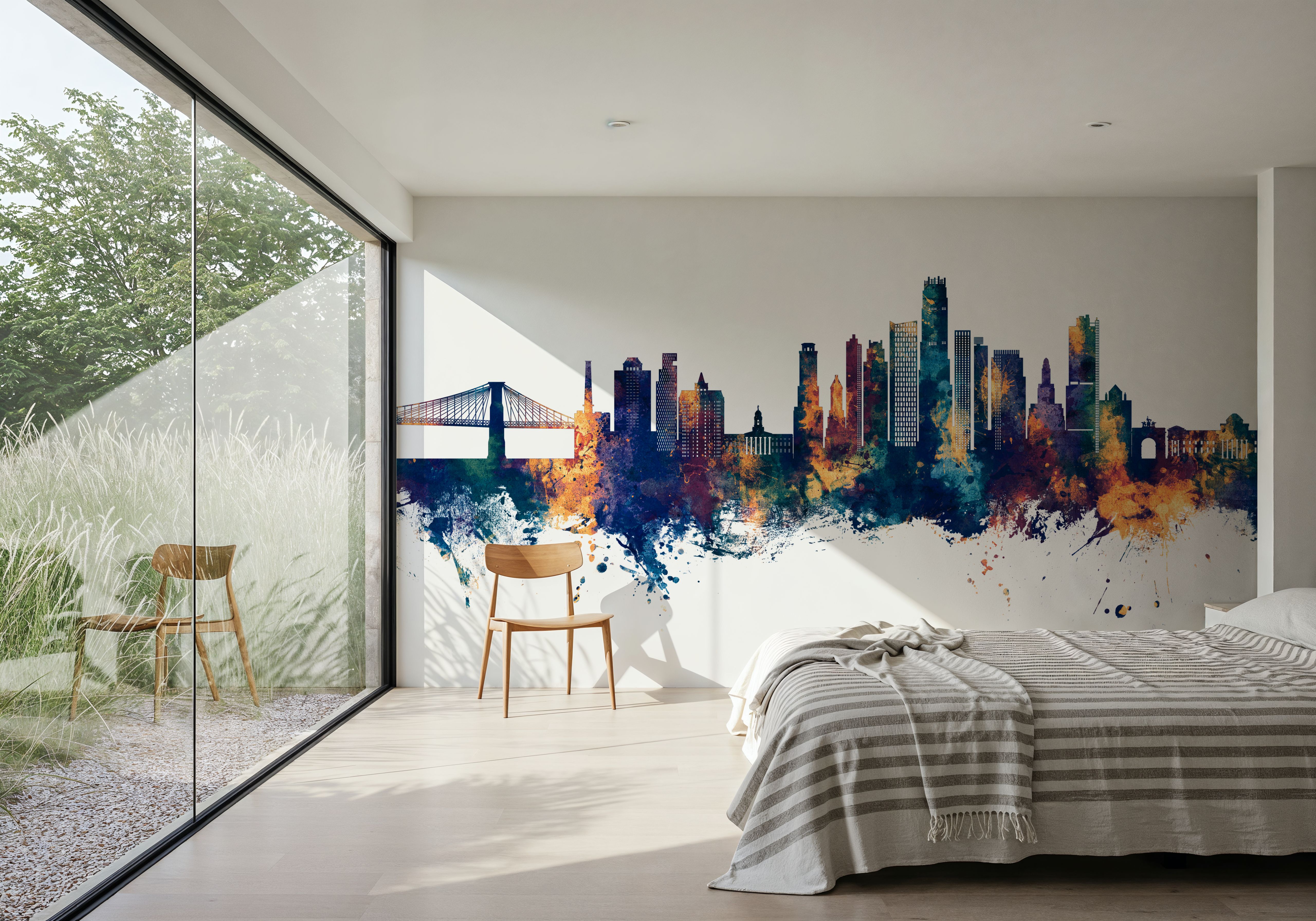 Brooklyn New York Skyline Blue & Bronze