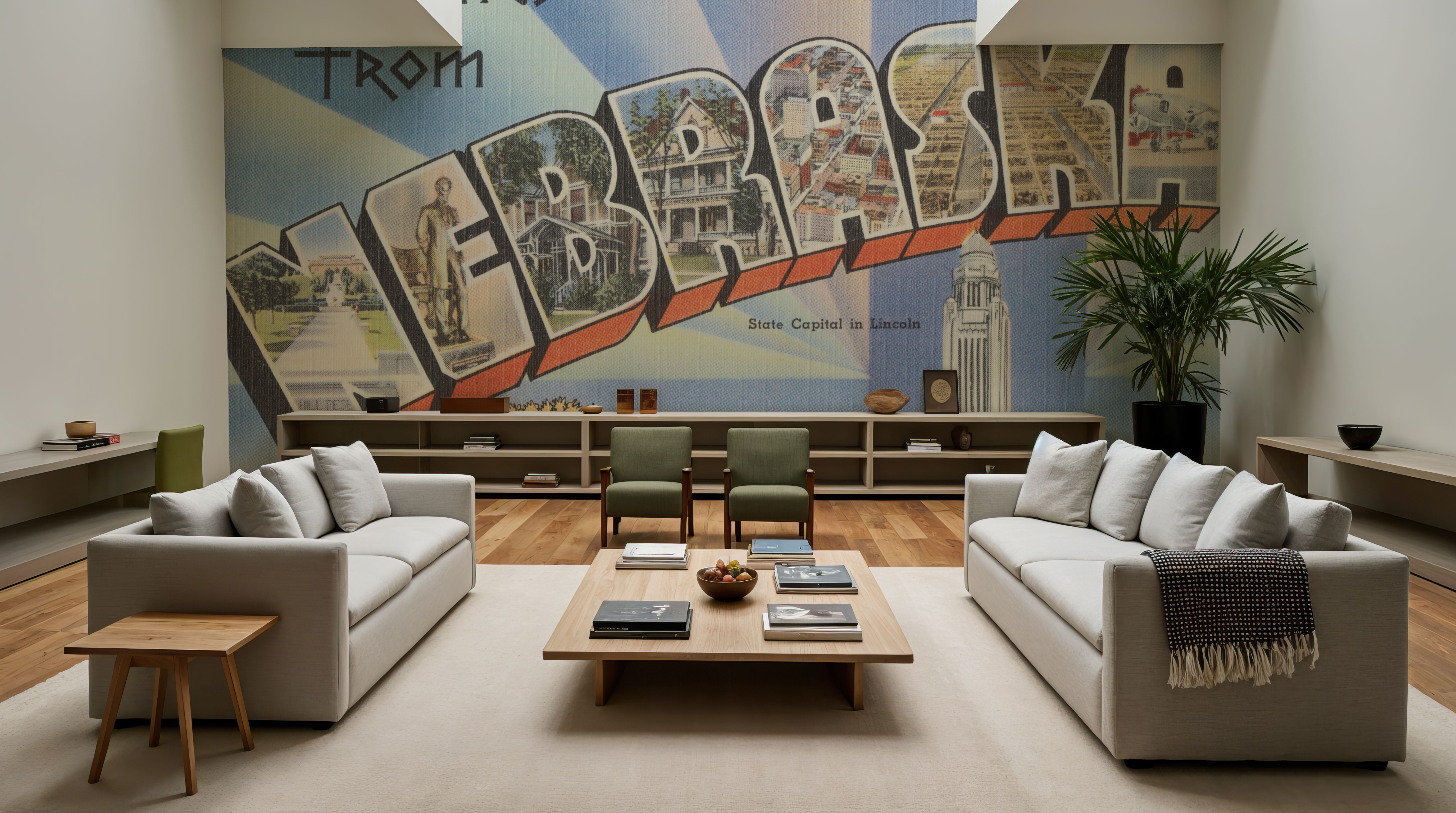 Greetings from Nebraska - Screenprint Postcard, Wallpaper