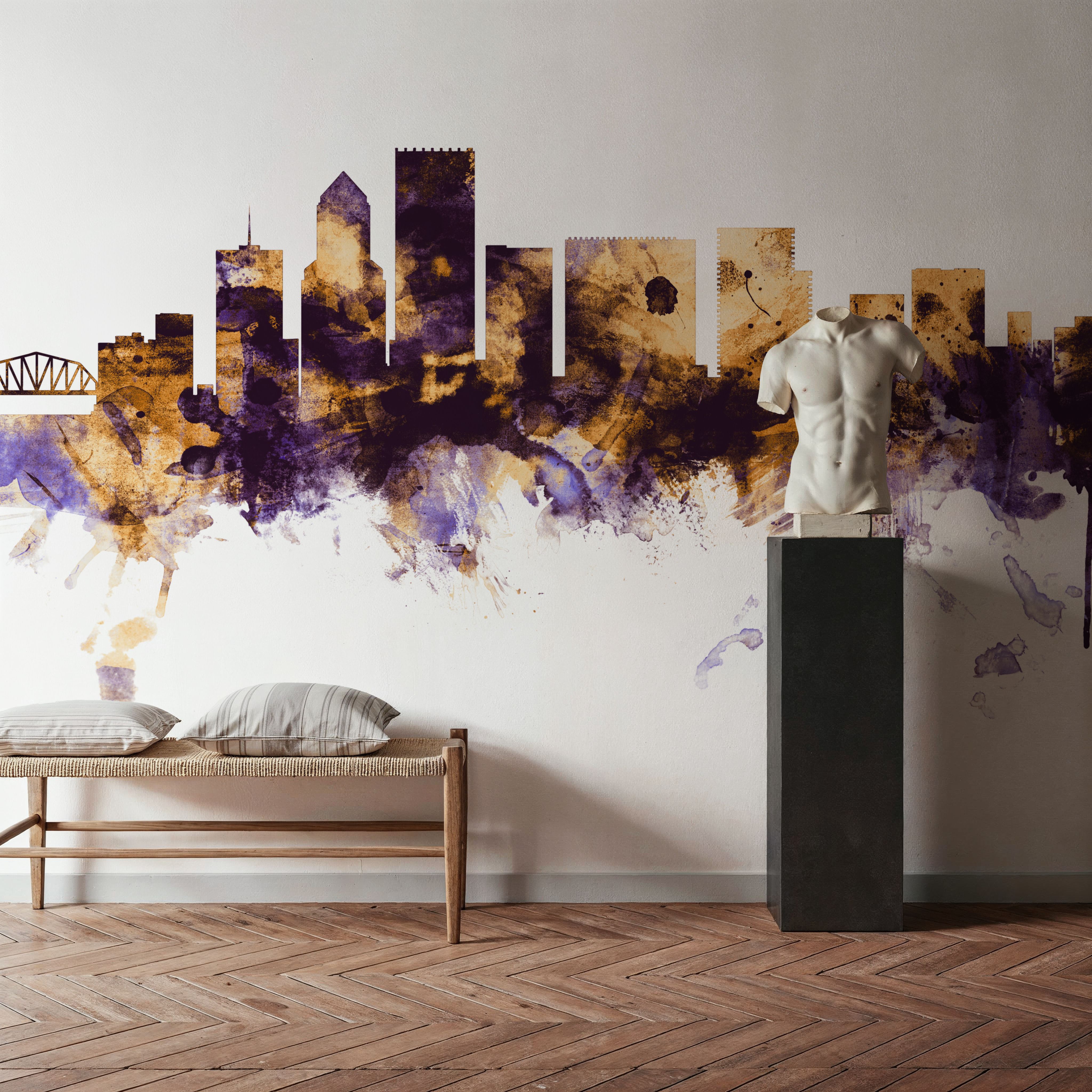 Portland Oregon Skyline Purple & Gold