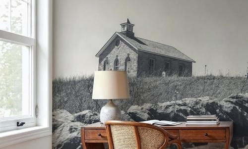 One Room Schoolhouse BW