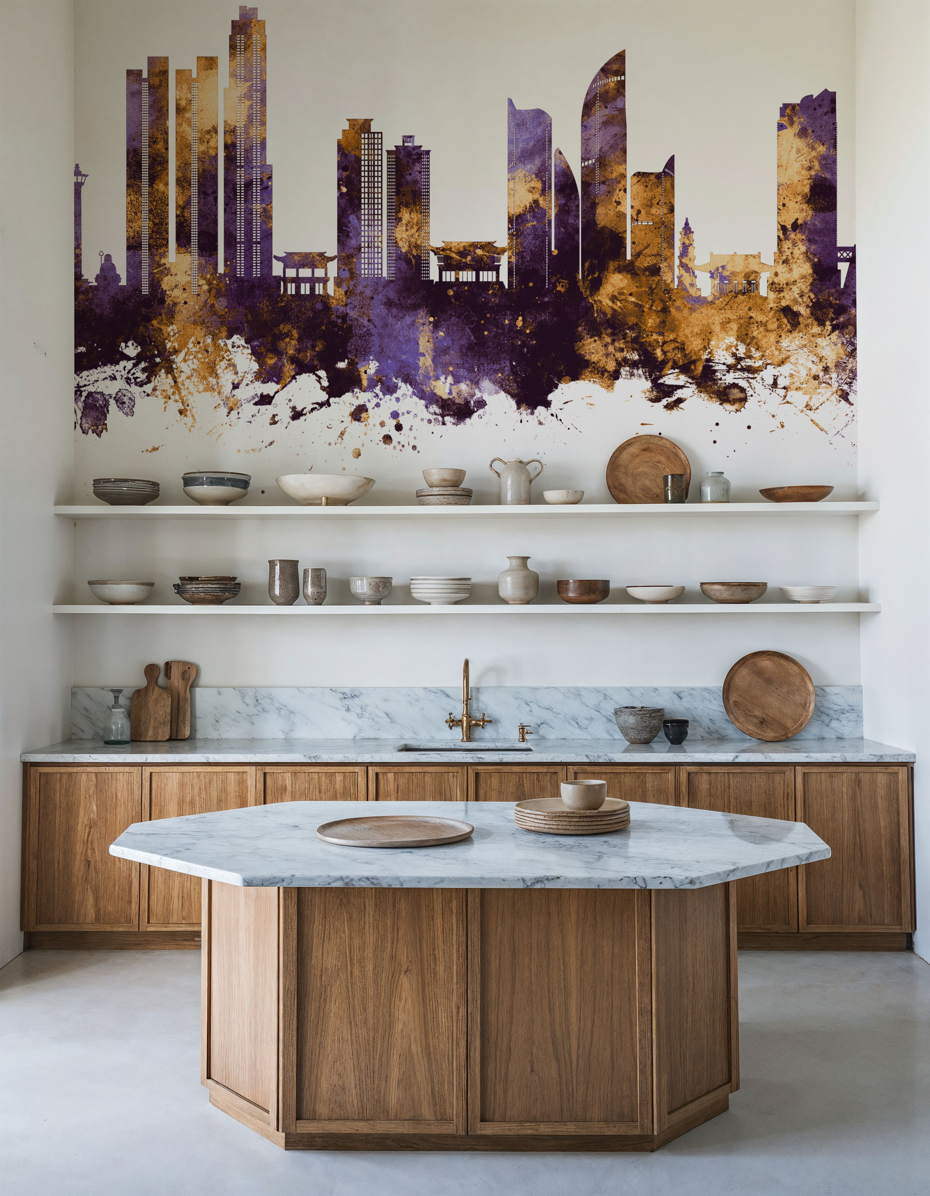 Busan South Korea Skyline Purple & Gold