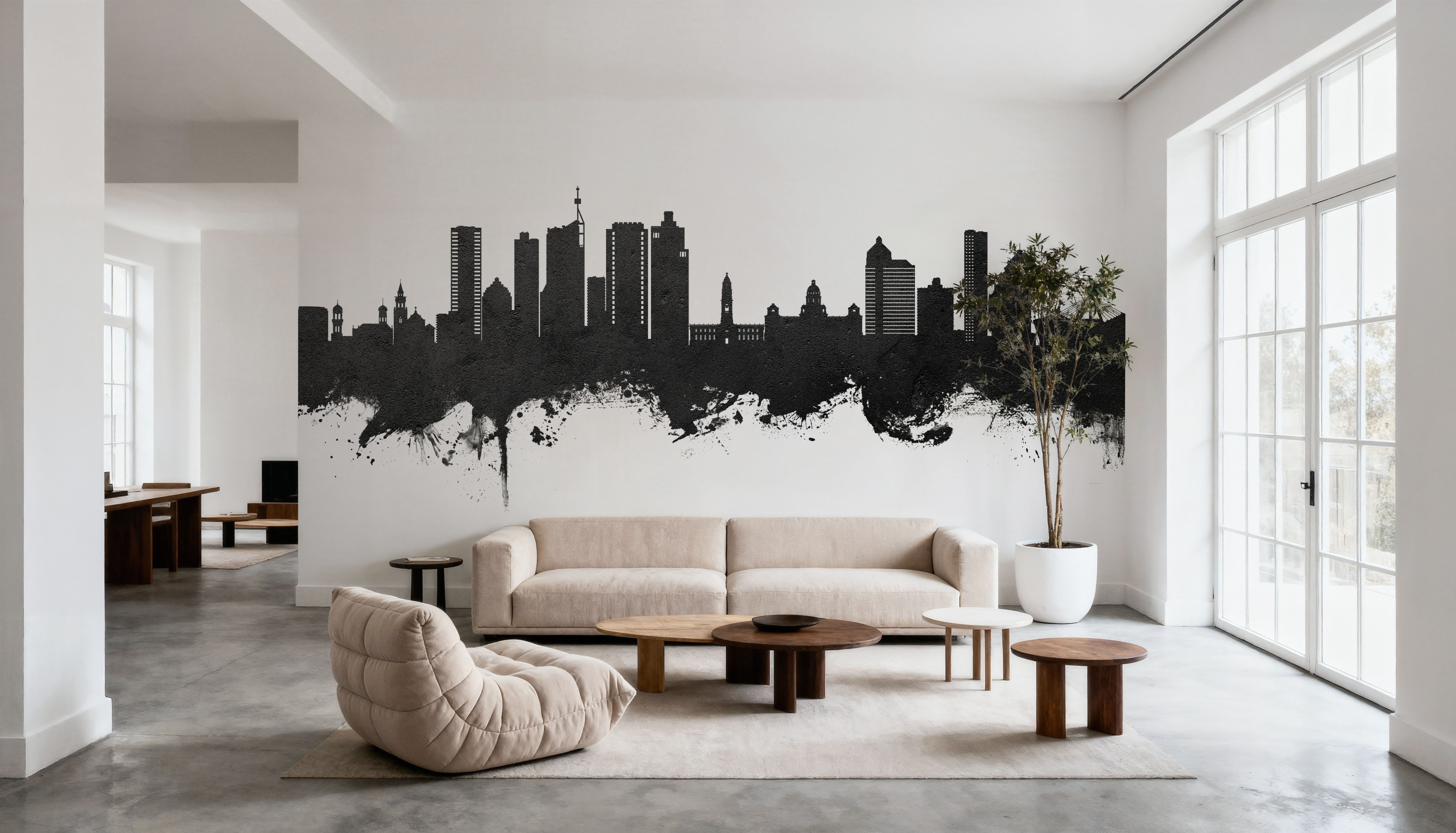 Durban South Africa Skyline Black & White