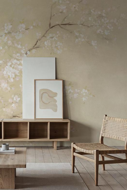 White Cherry Blossoms I Linen