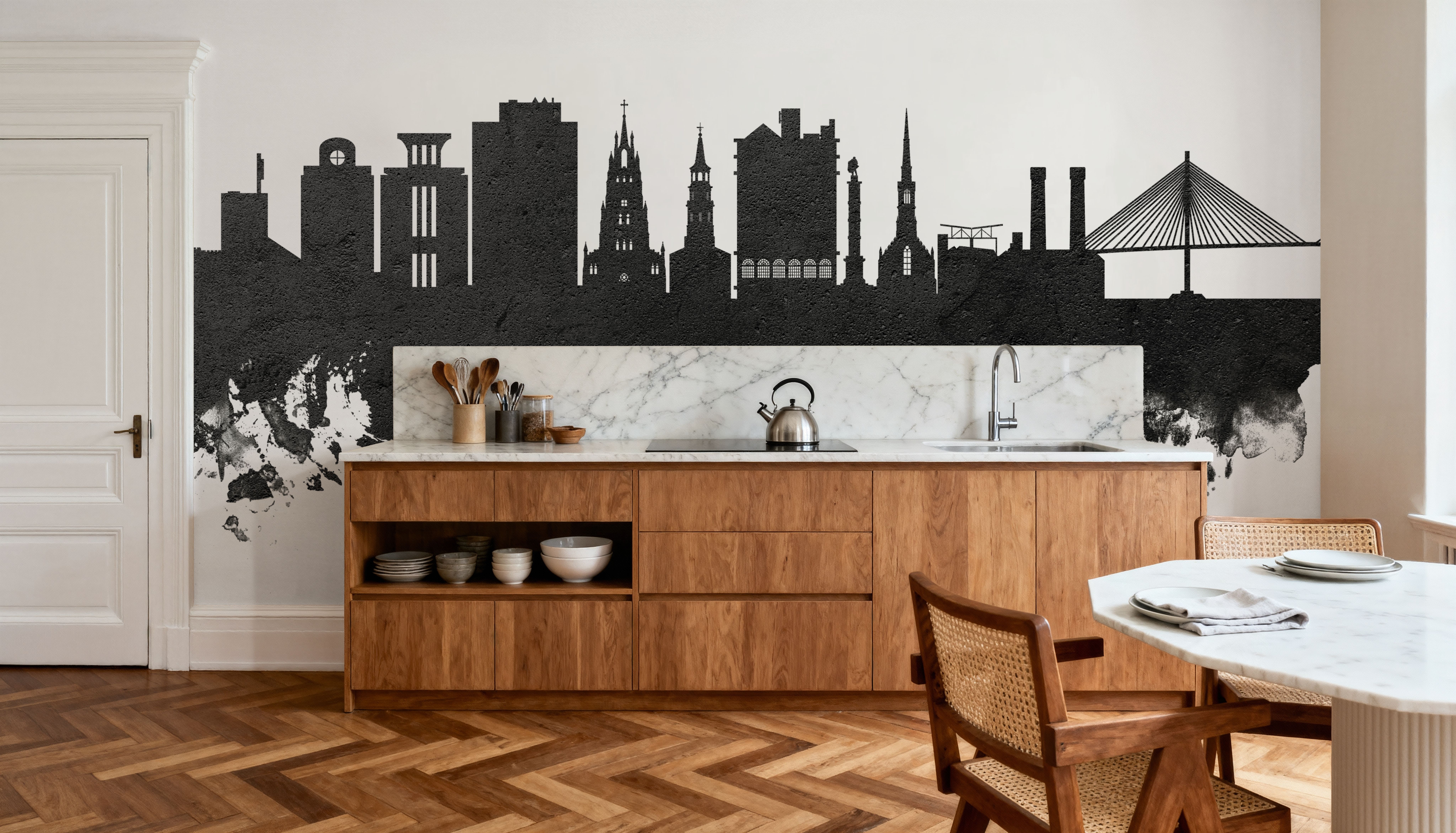 Charleston South Carolina Skyline Black & White