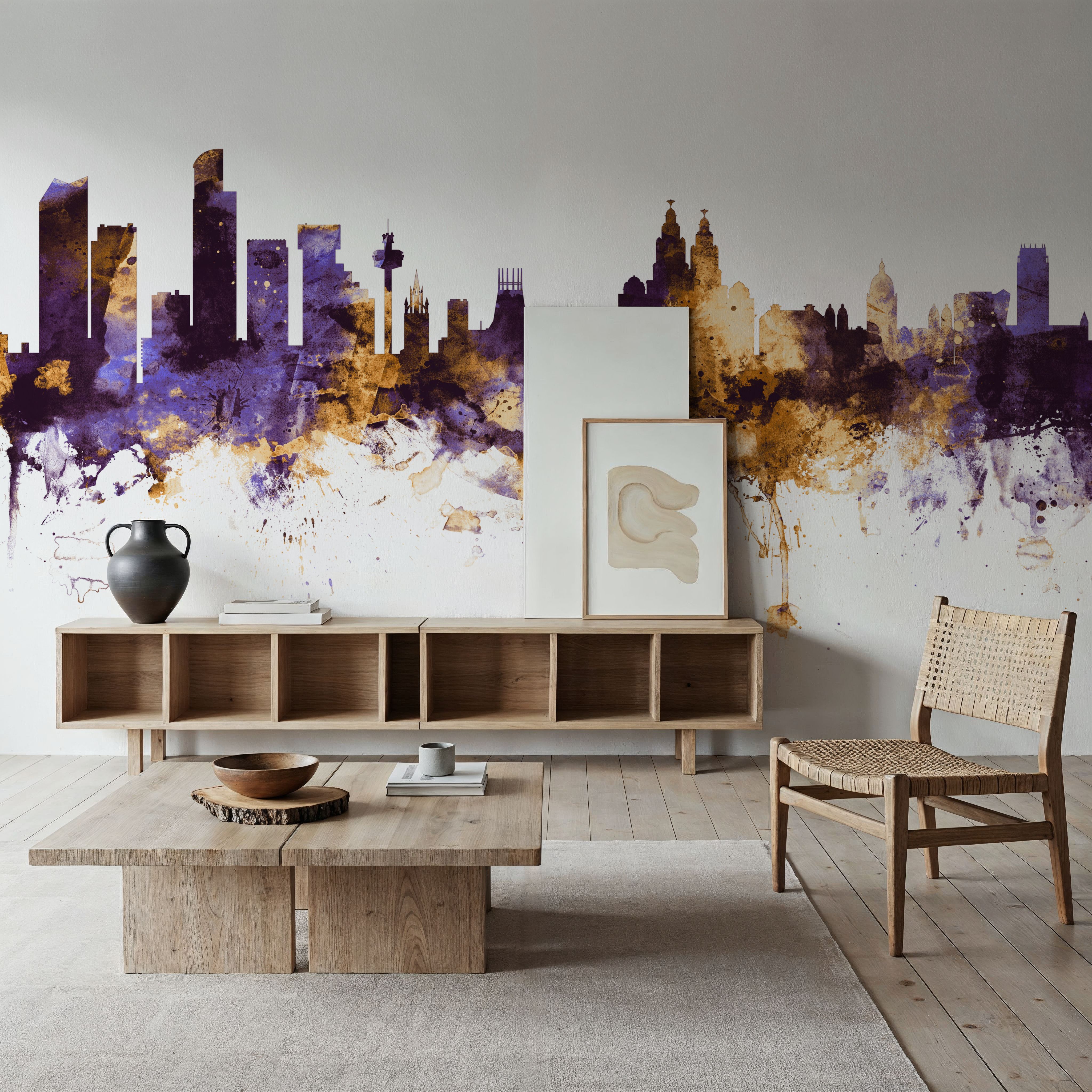 Liverpool England Skyline Purple & Gold