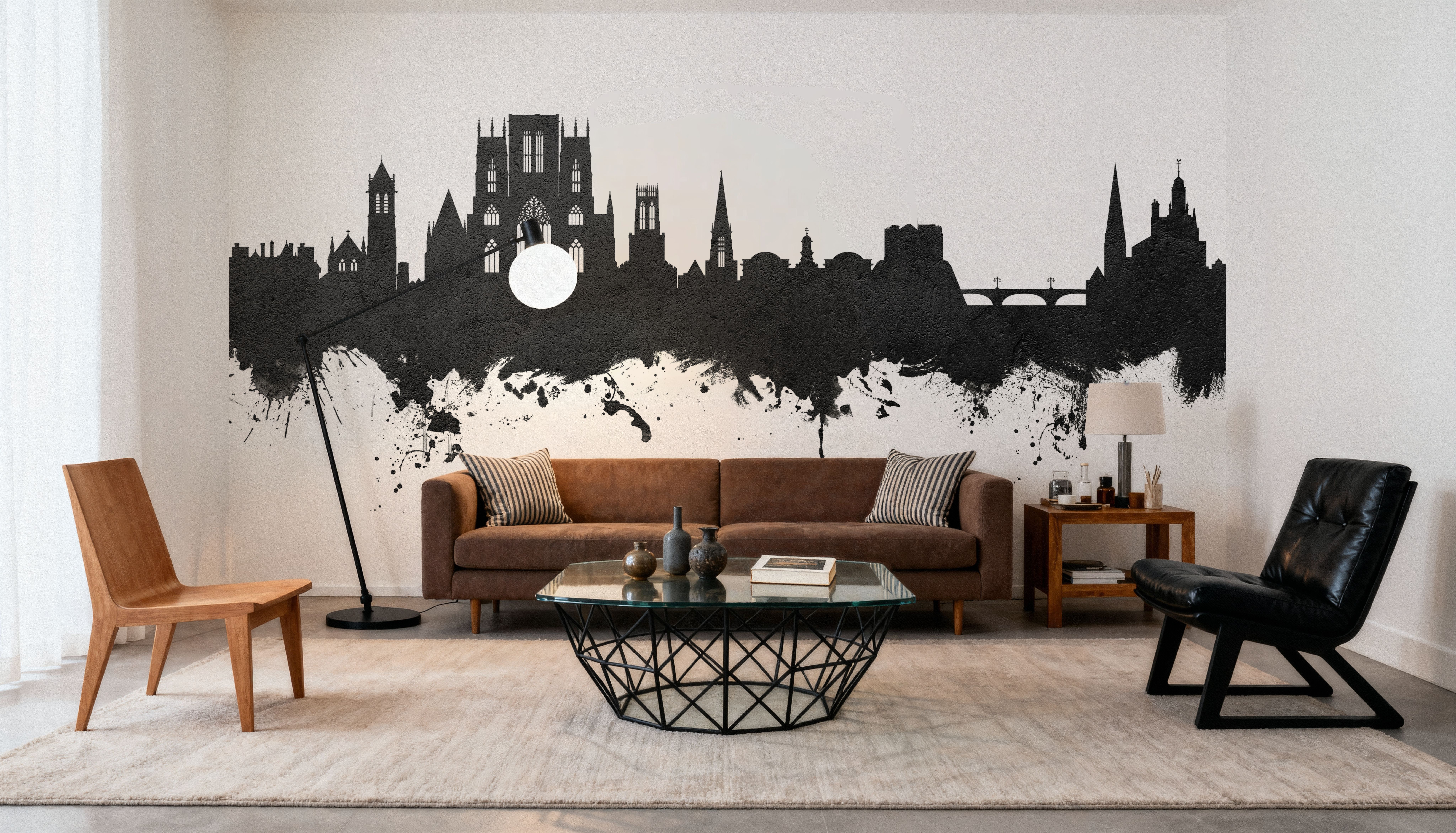 York England Skyline Black & White