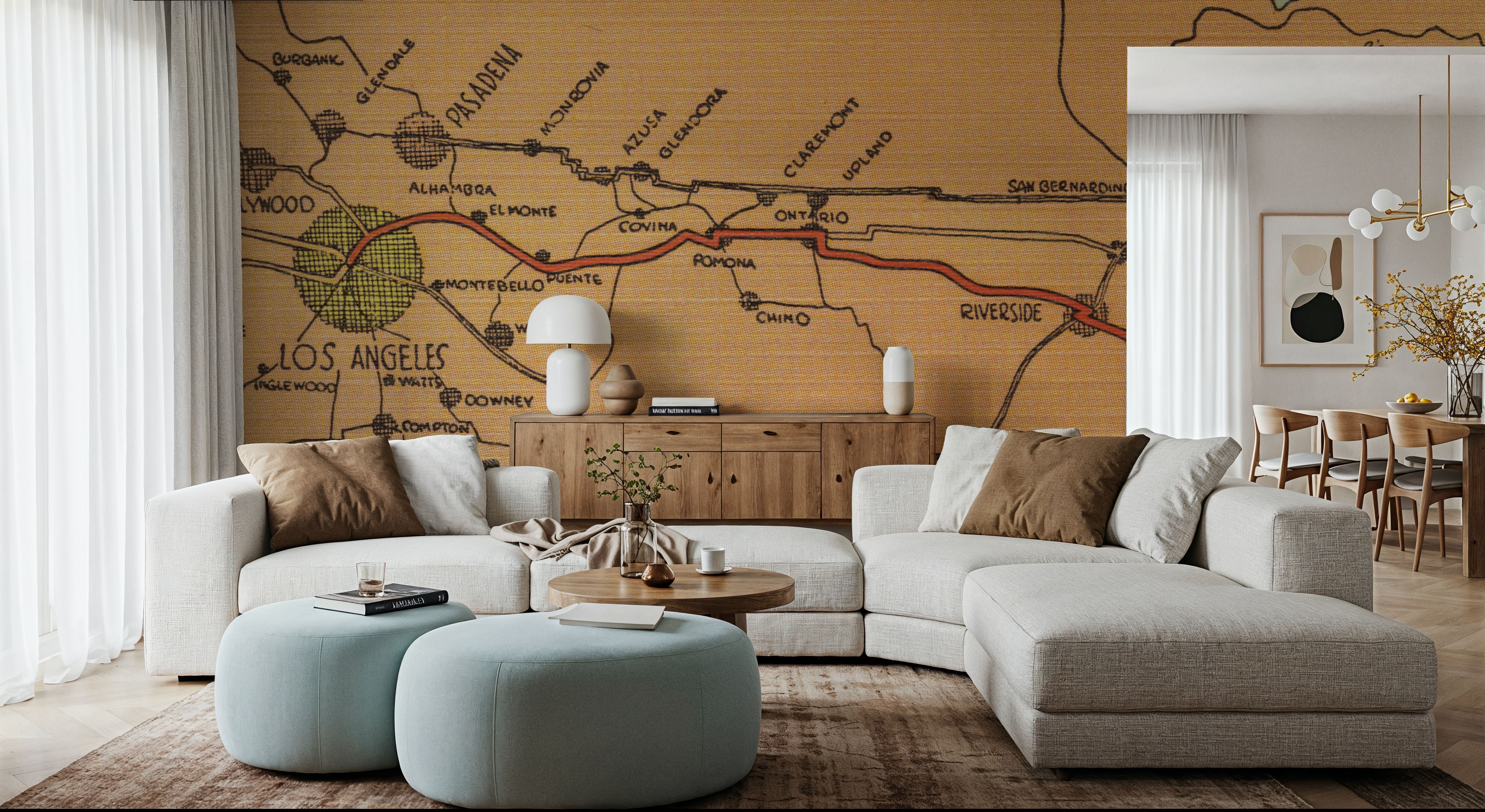 Greetings from California Map - Screenprint Postcard, Wallpaper