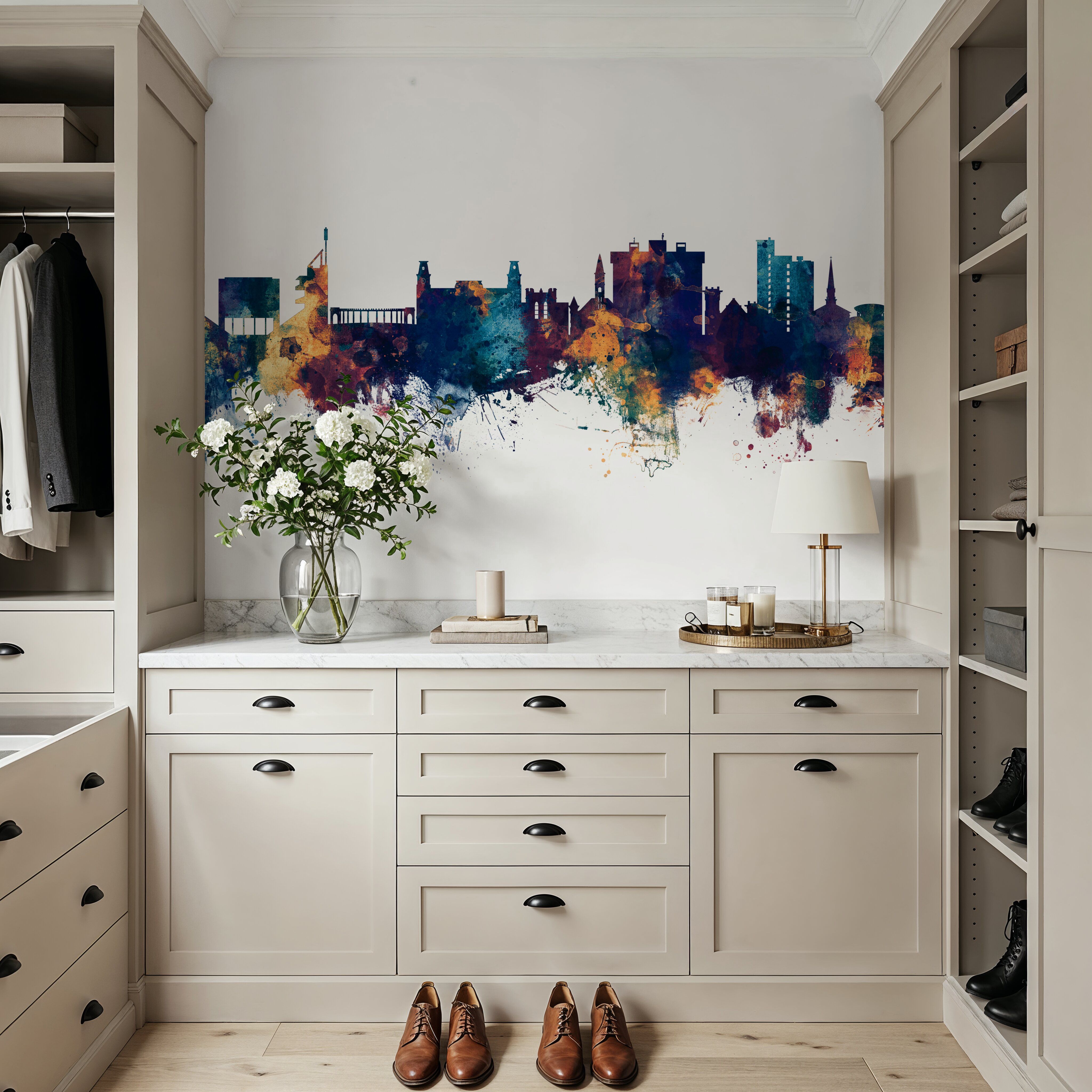 Fayetteville Arkansas Skyline Blue & Bronze