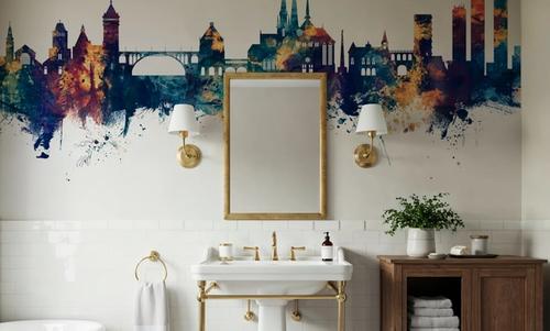 Luxembourg City Skyline Blue & Bronze