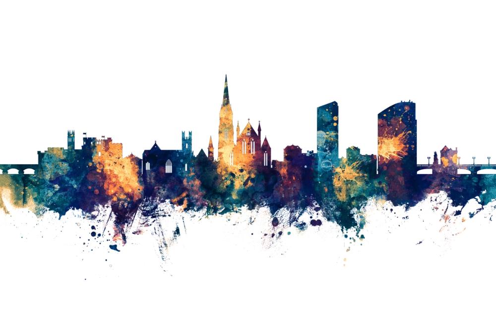 Limerick Ireland Skyline Blue & Bronze