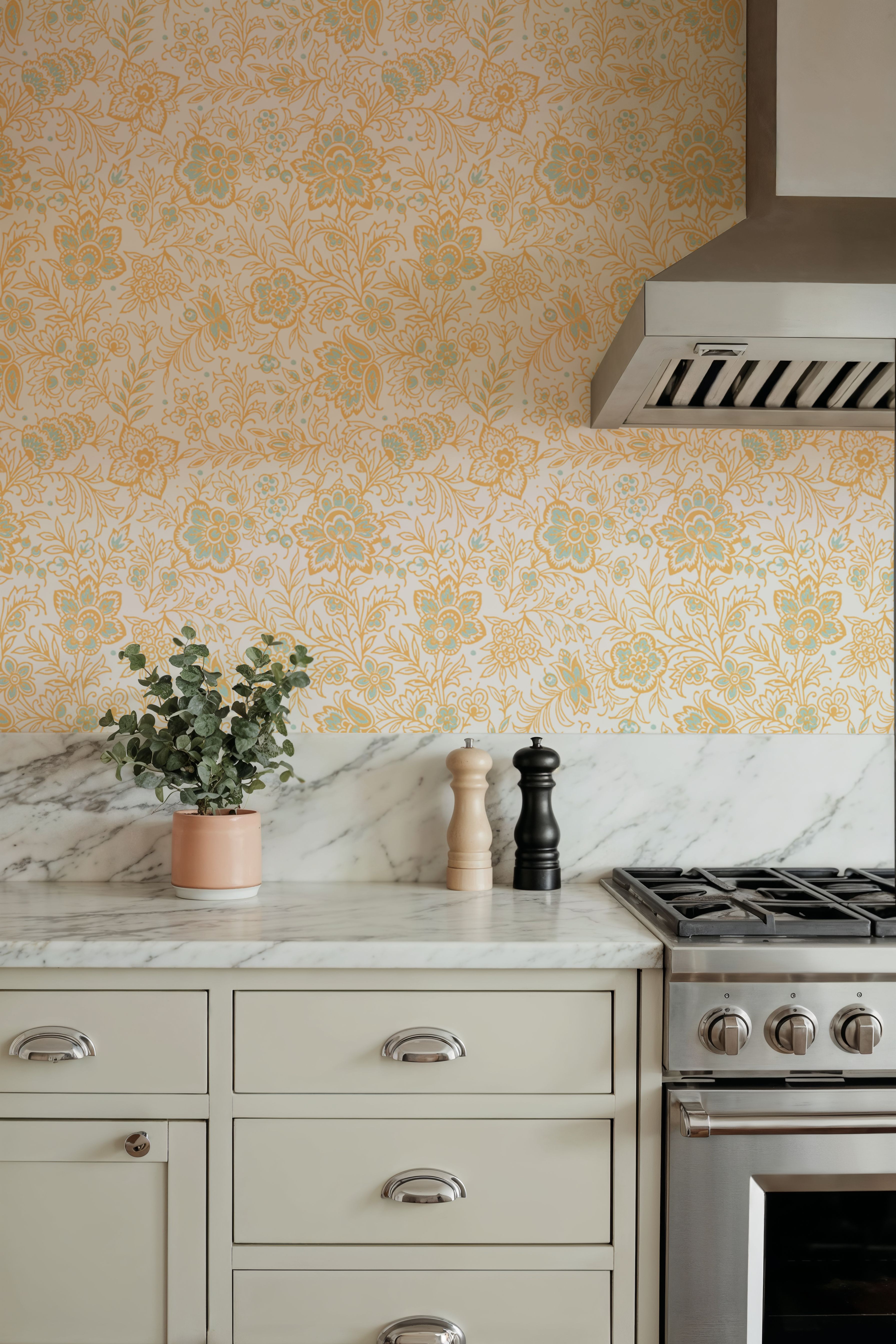 Kala Flowers Yellow on White