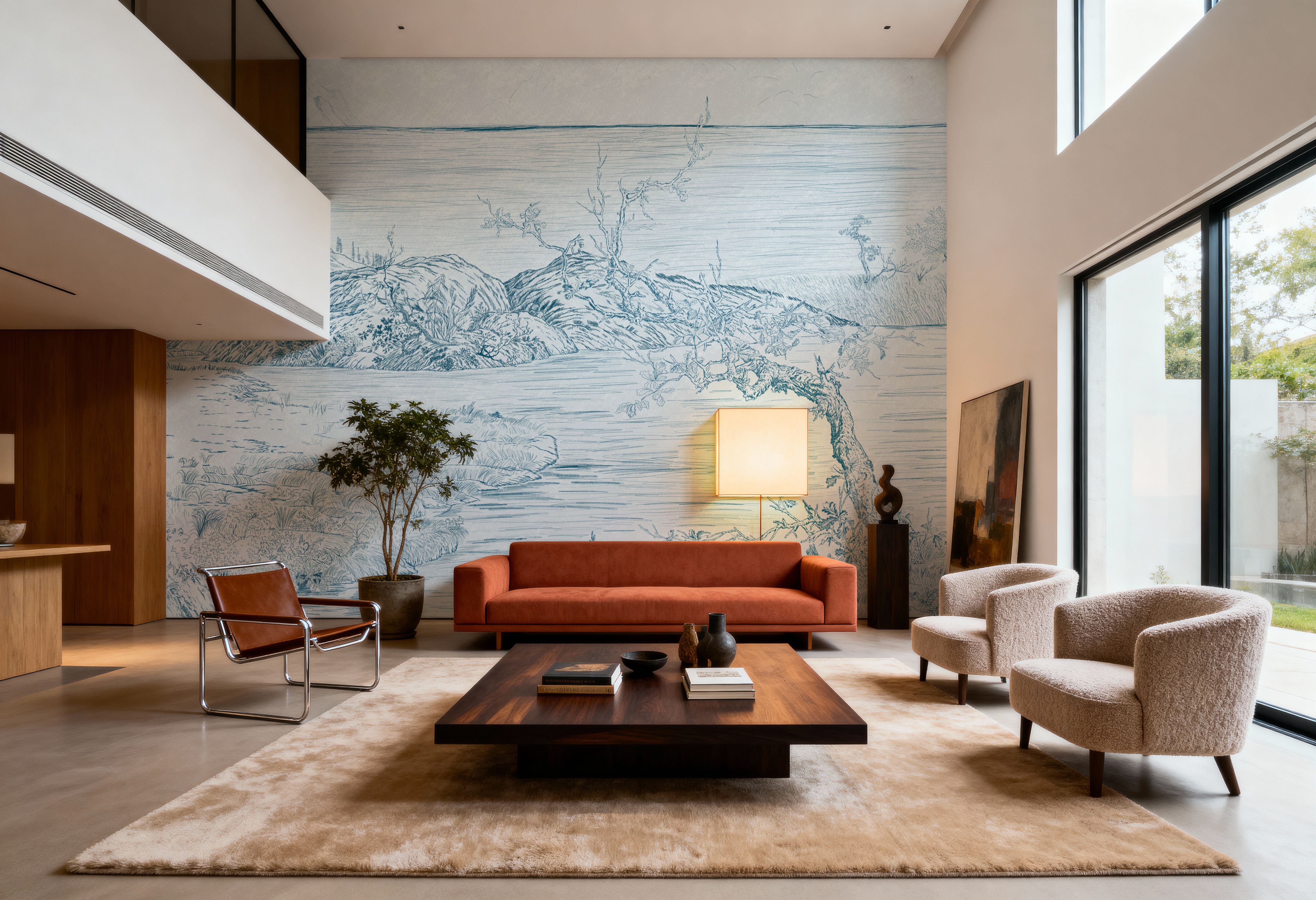 Coastal Drawing in Blue