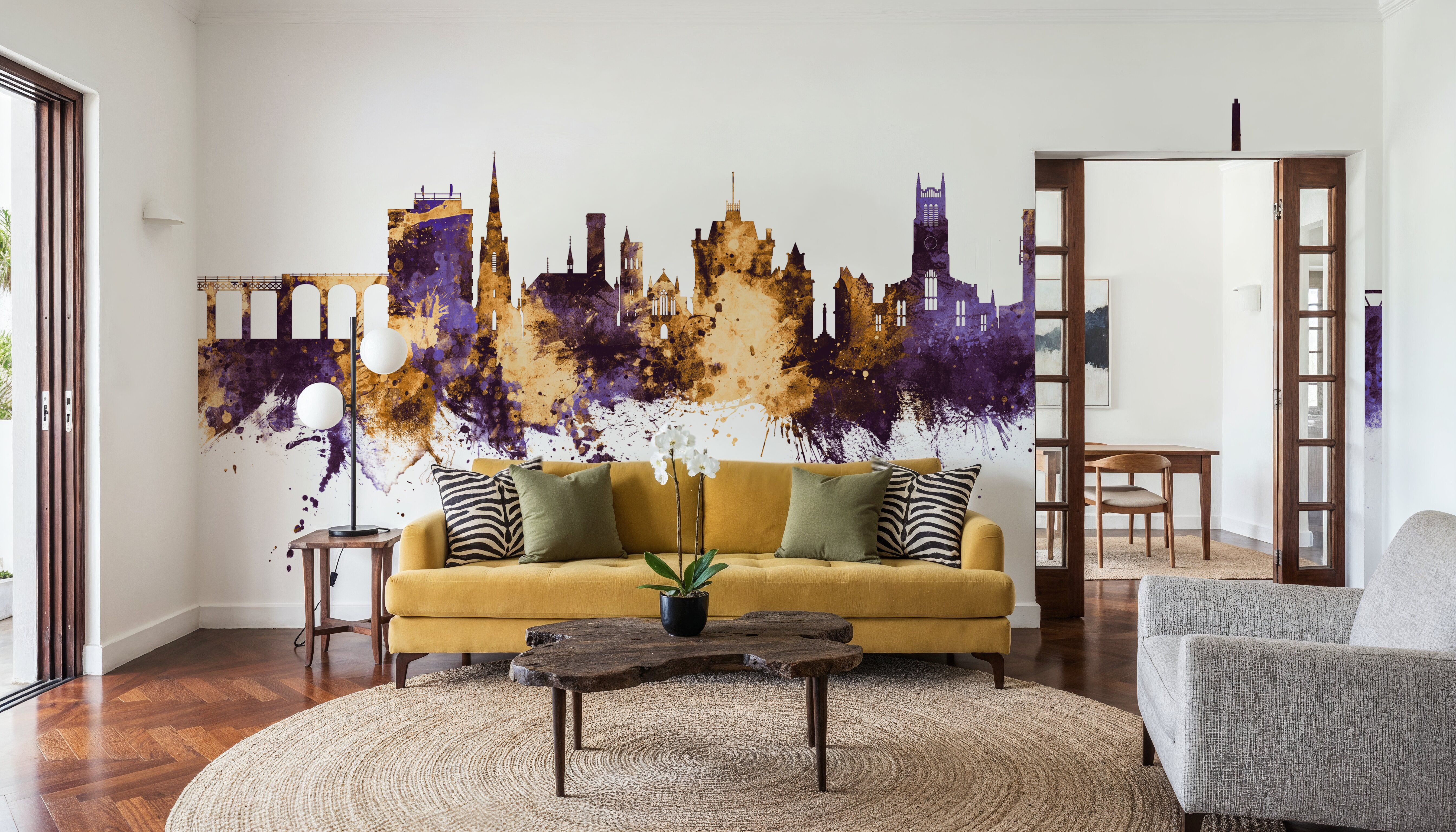 Huddersfield England Skyline Purple & Gold