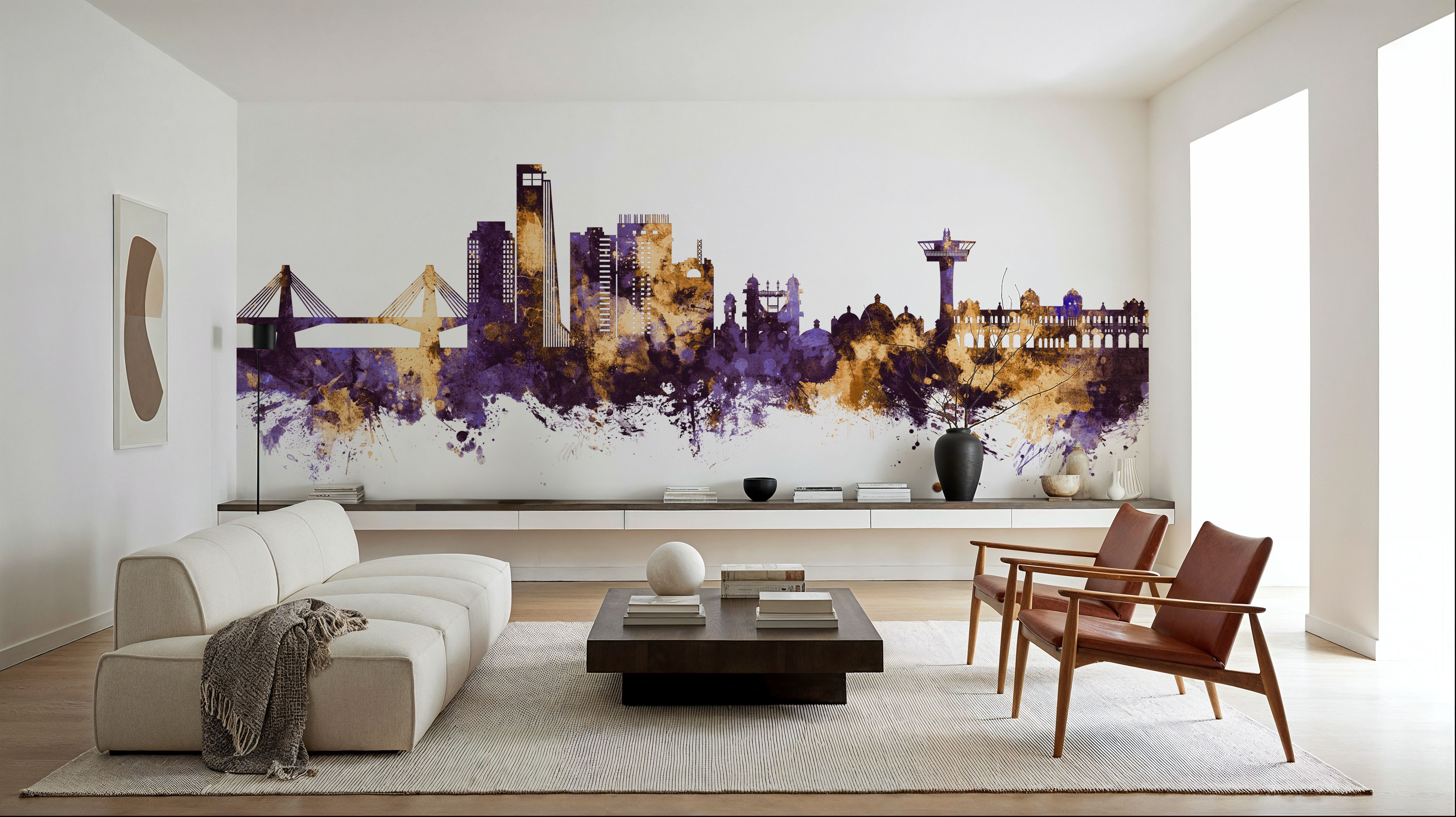 Chattogram Bangladesh Skyline Purple & Gold, Carte da parati