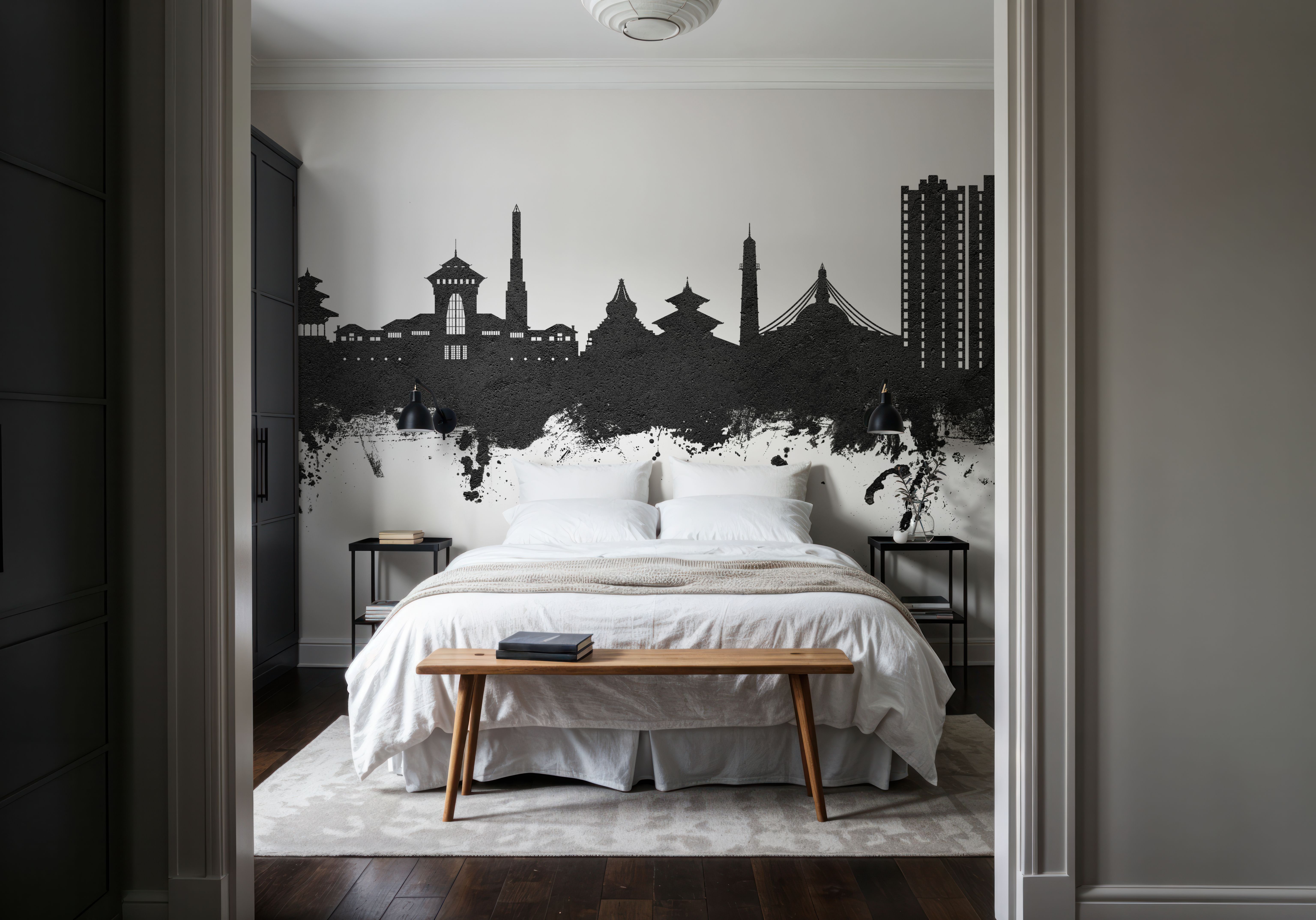 Kathmandu Nepal Skyline Black & White