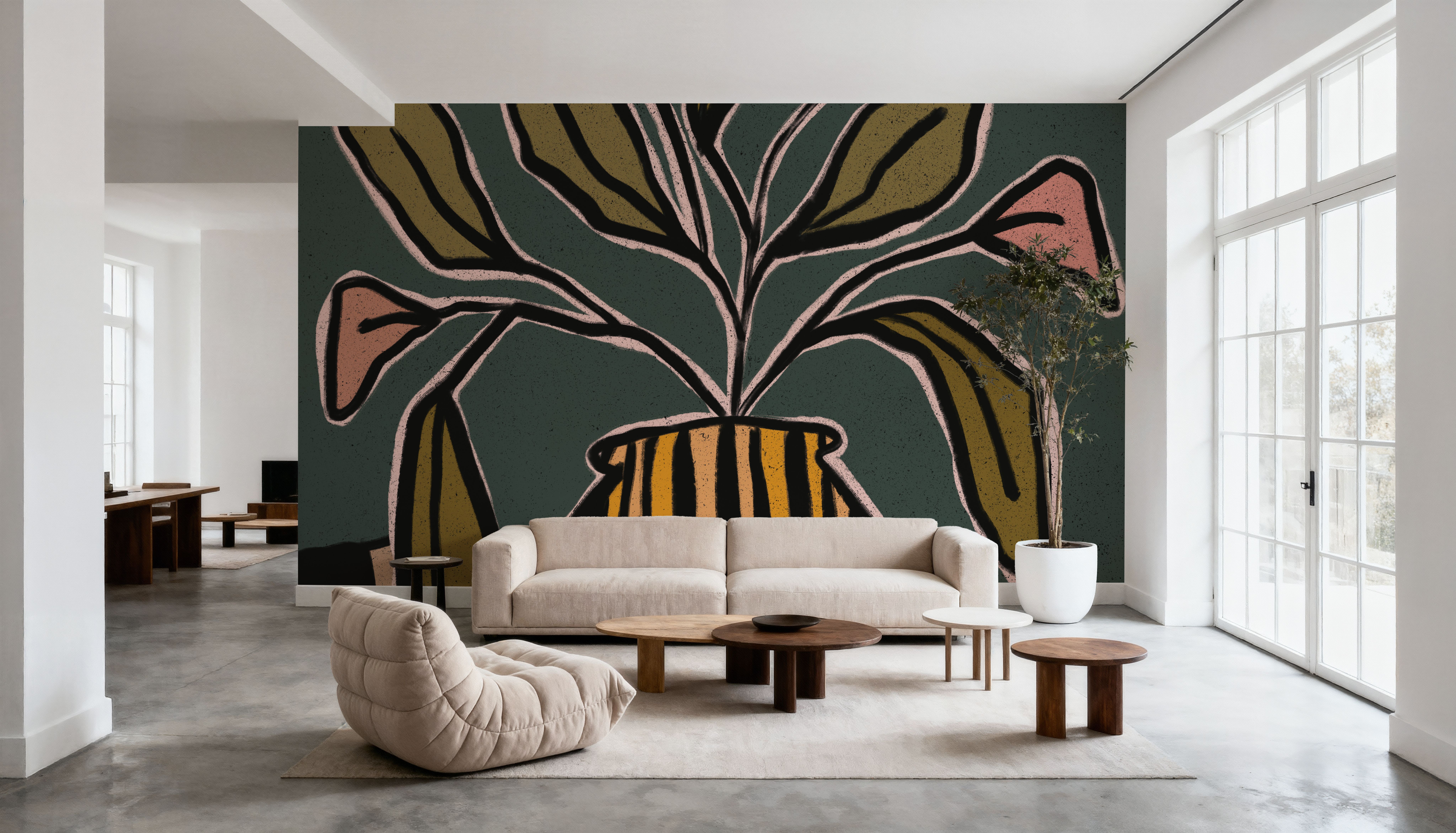 Checkerboard Floral I, Behang