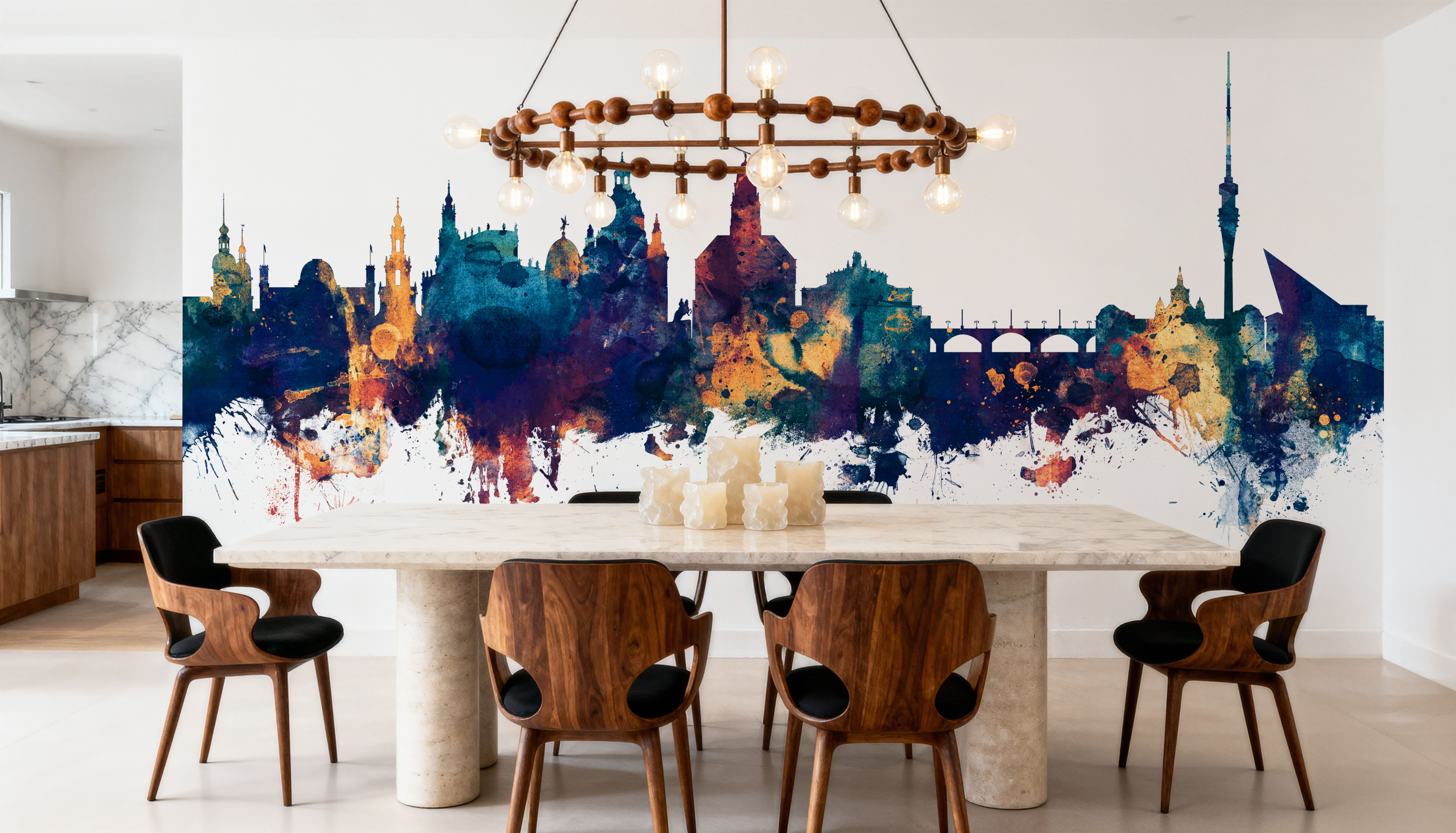 Dresden Germany Skyline Blue & Bronze