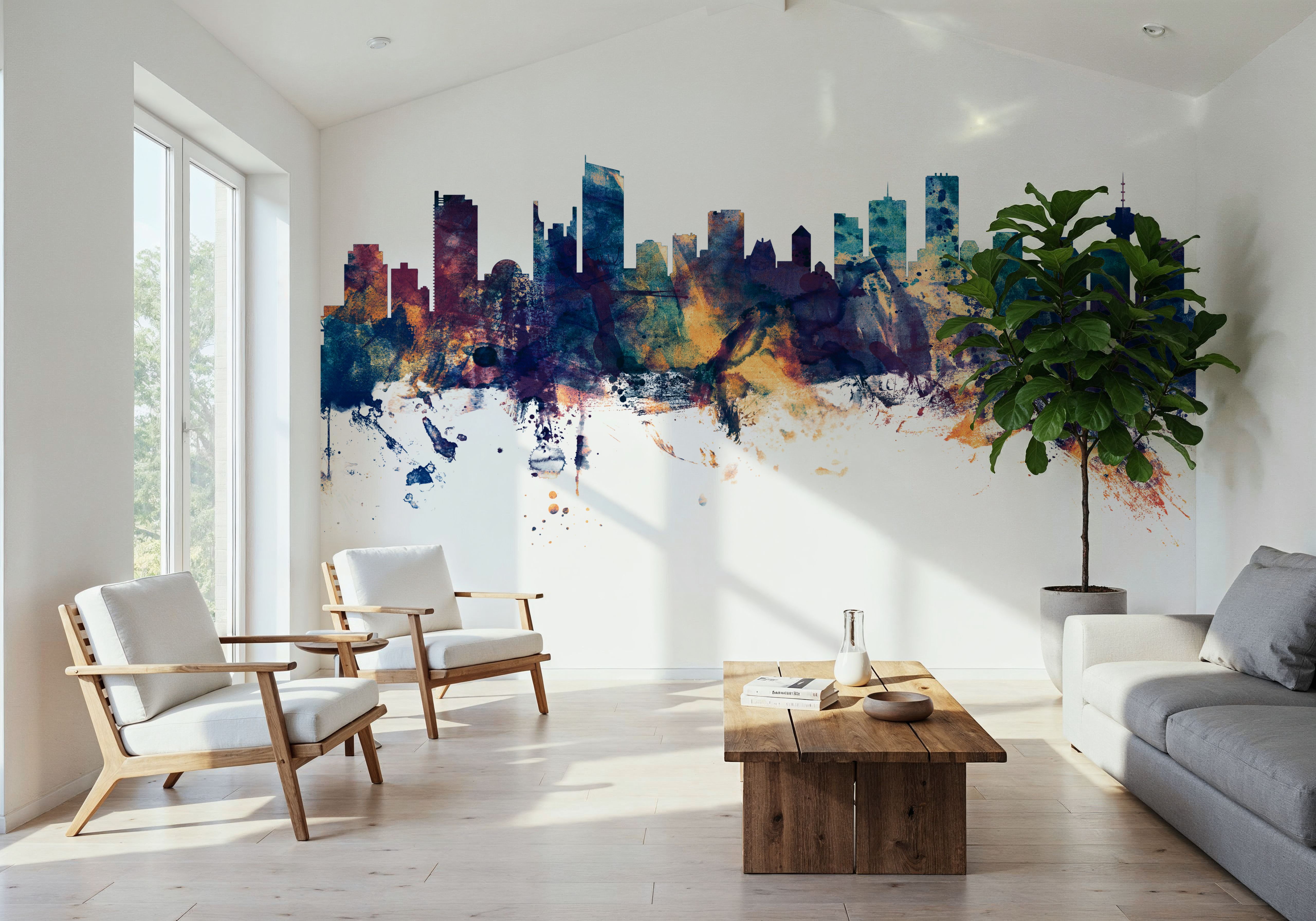 Vancouver Canada Skyline Blue & Bronze, Wallpaper