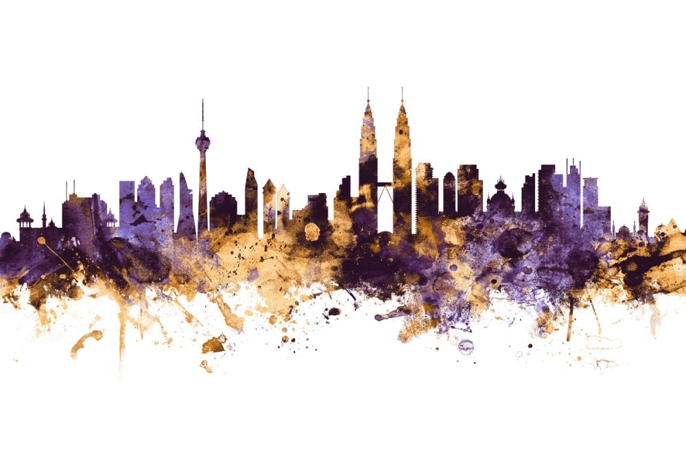 Kuala Lumpur Skyline Purple & Gold
