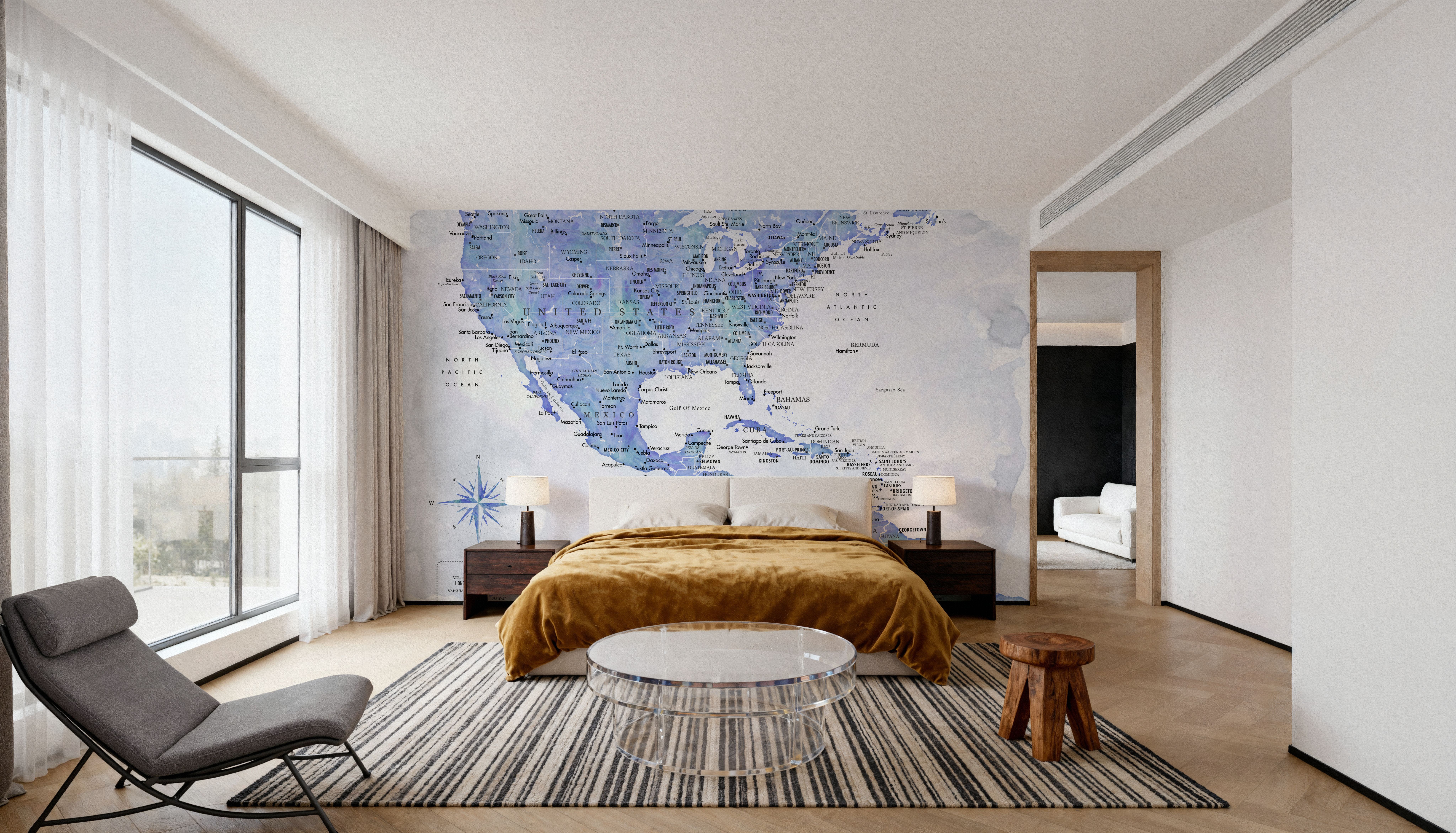 US Mexico Caribbean Map - Isidora Wash, Wallpaper