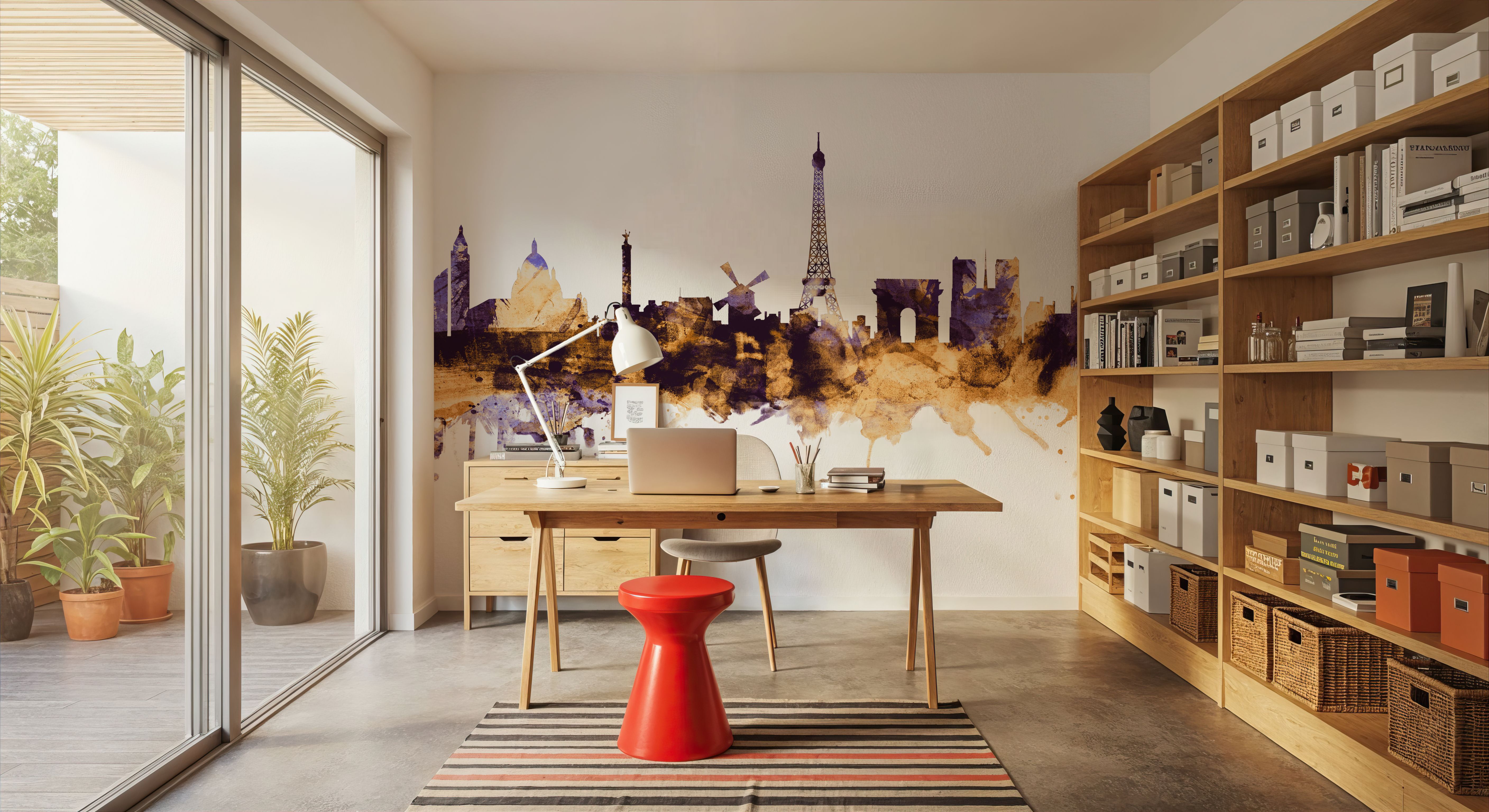 Paris Skyline Purple & Gold