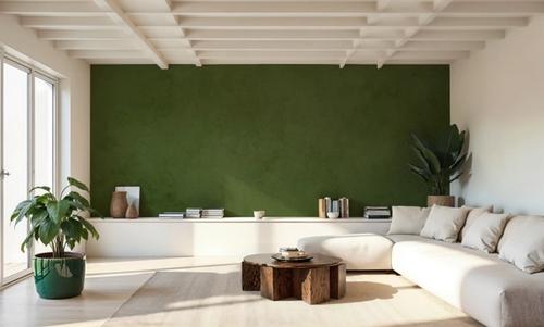 Subtle Plaster Wall, Dill Green