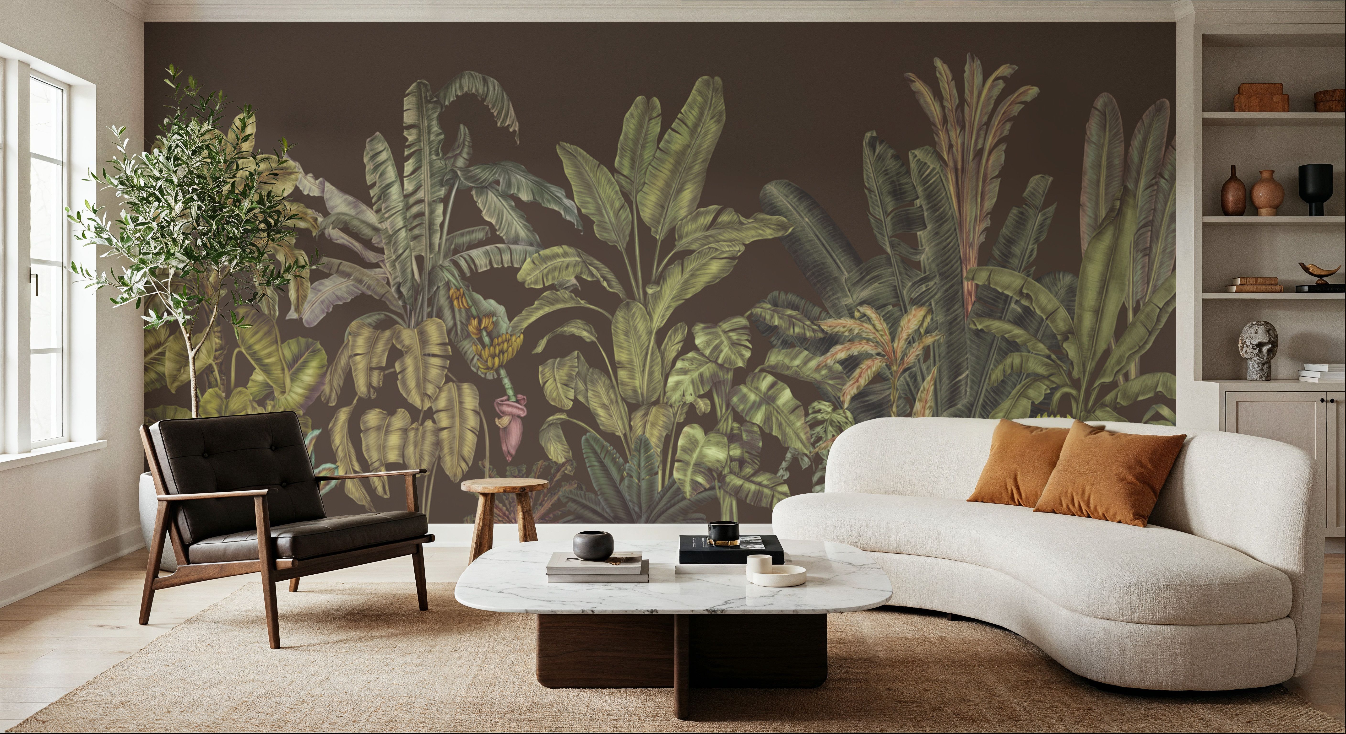 Madagascar Foliage, Mauve, Wallpaper