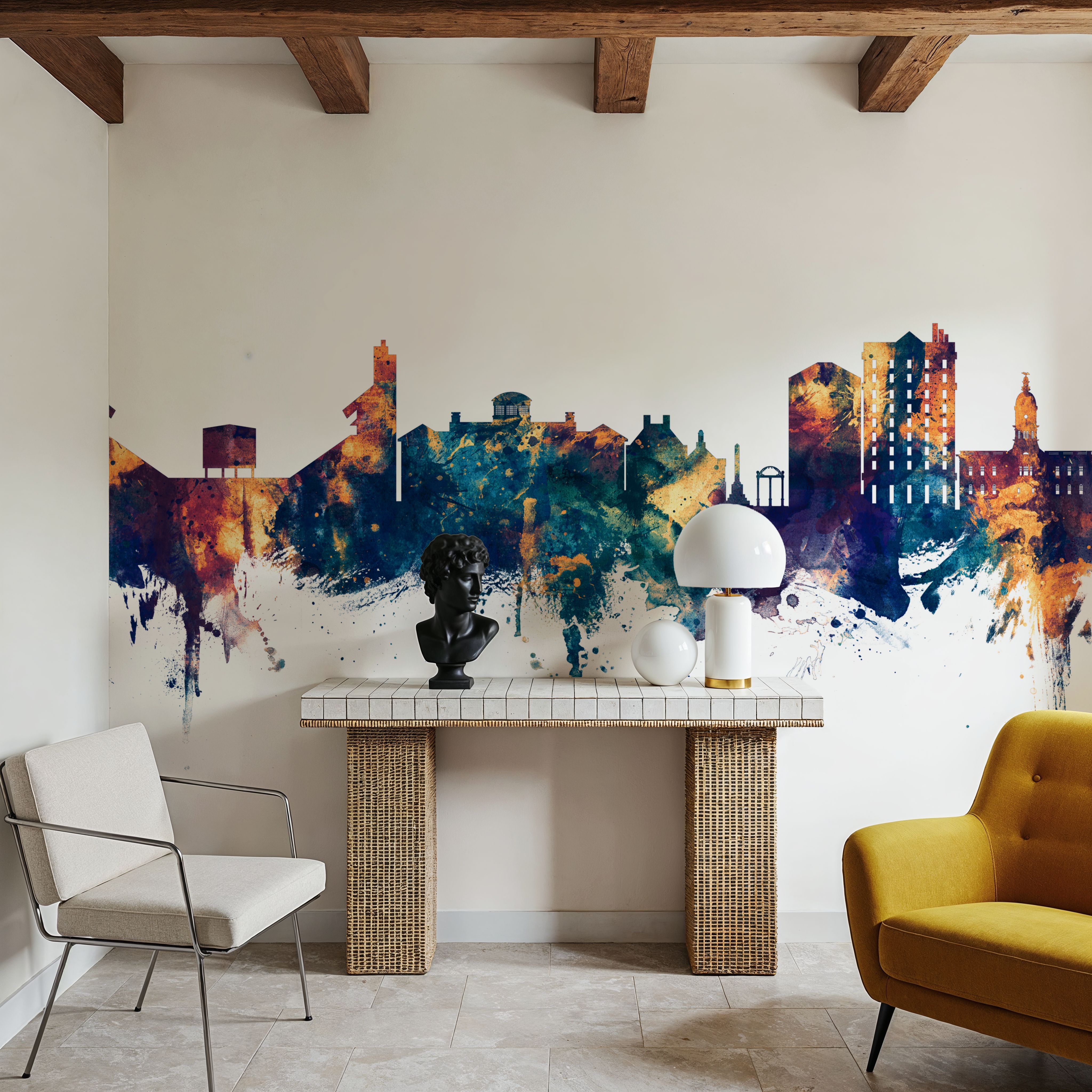 Athens Georgia Skyline Blue & Bronze