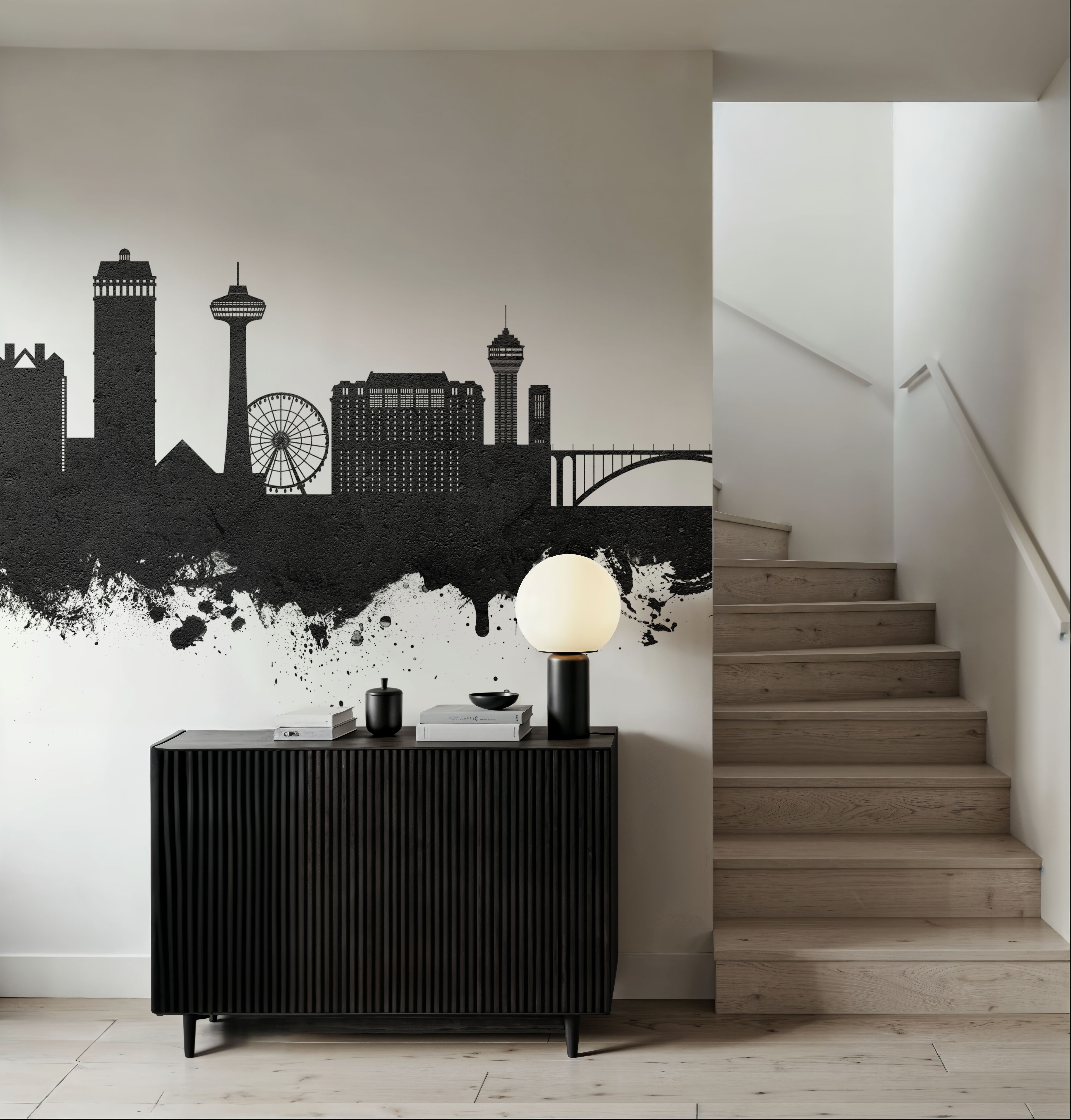 Niagara Falls Skyline Black & White