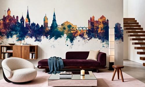 Schaffhausen Switzerland Skyline Blue & Bronze