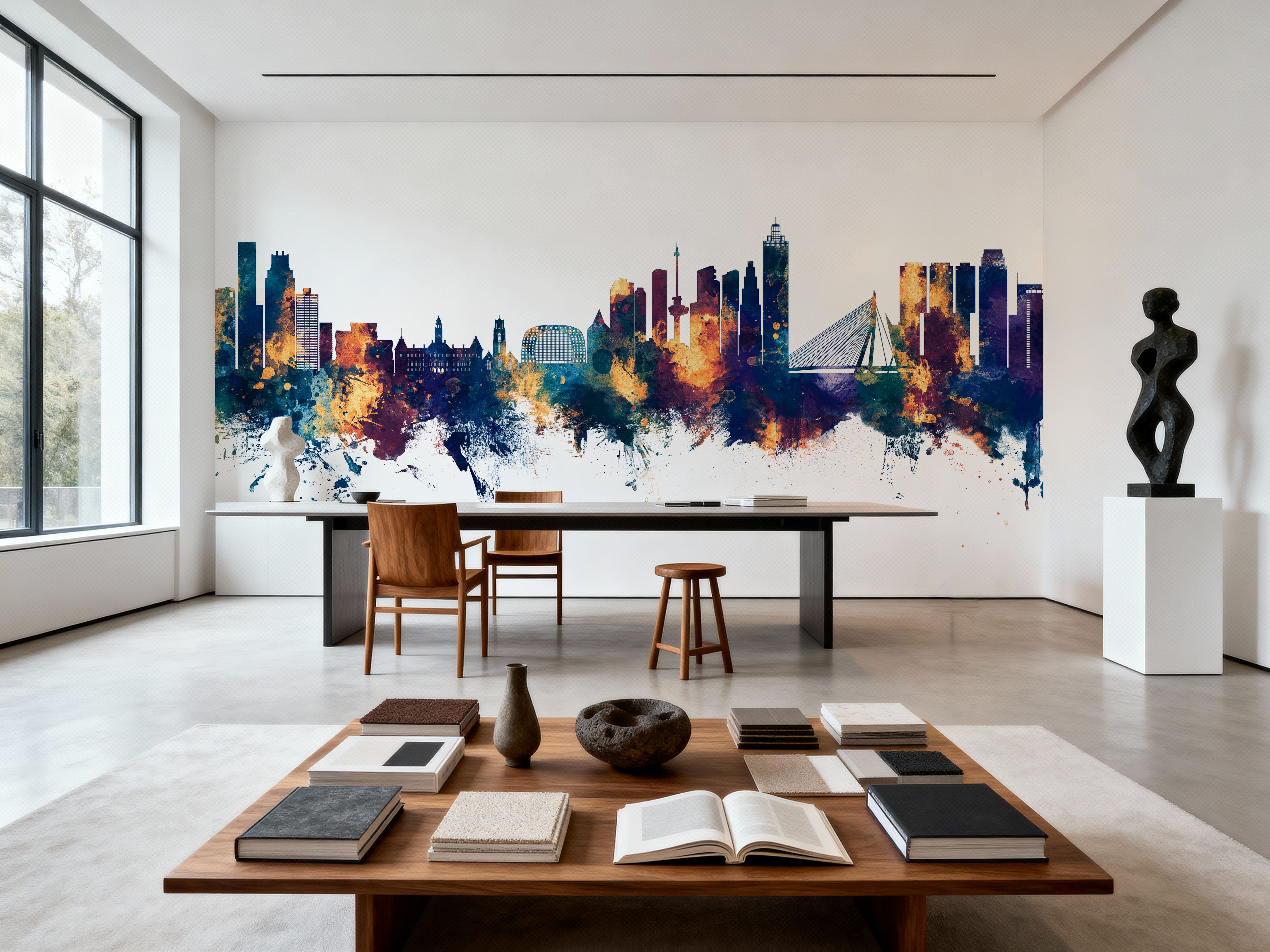 Rotterdam The Netherands Skyline Blue & Bronze