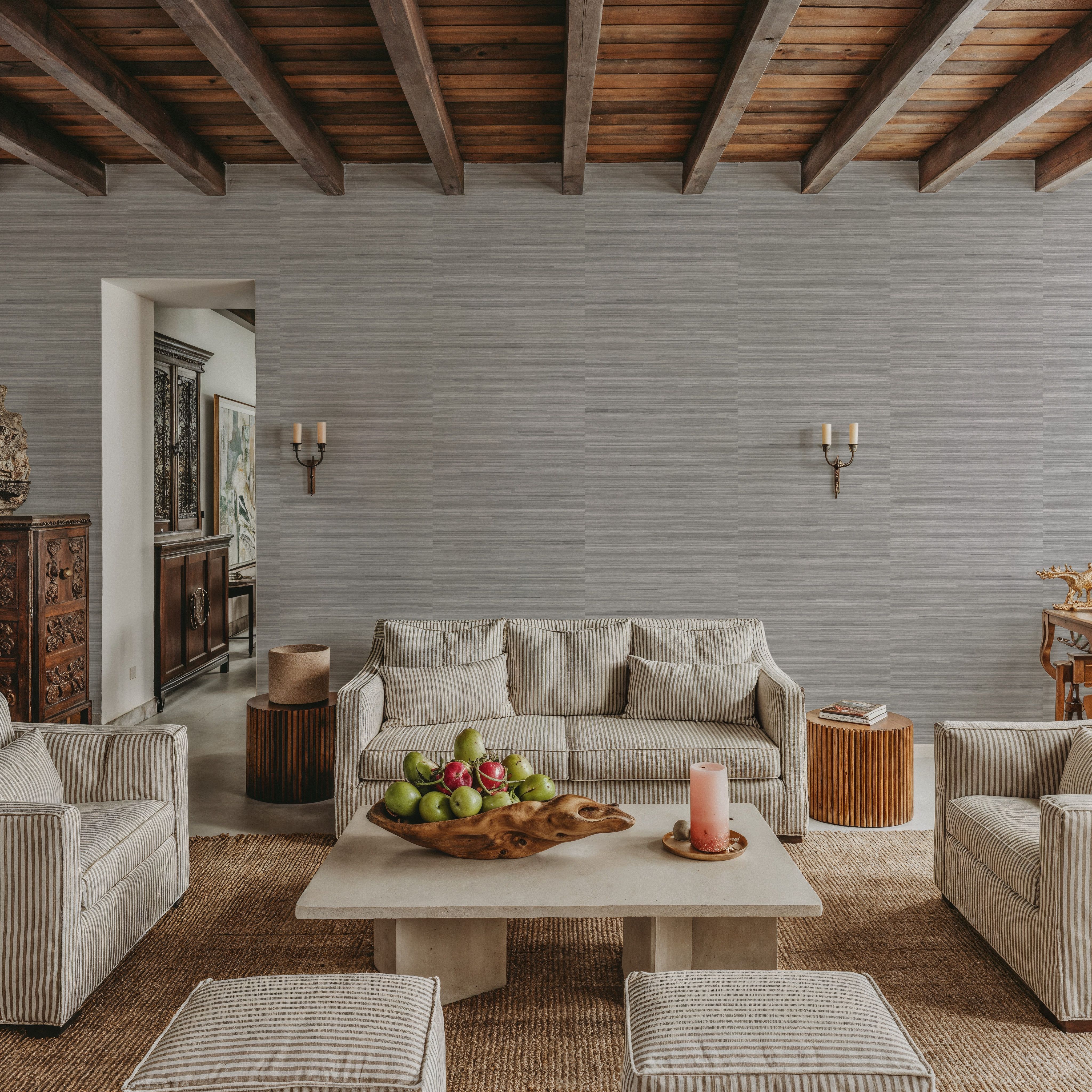 Faux Grasscloth with Visible Seams, Cloud