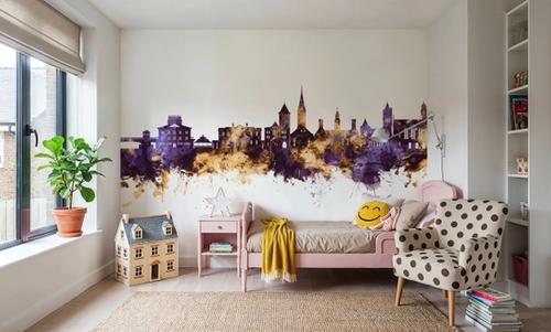 New Bern North Carolina Skyline Purple & Gold