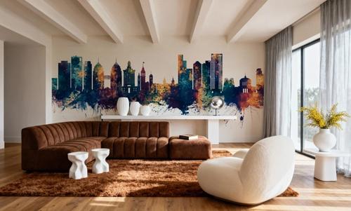 Oakland California Skyline Blue & Bronze