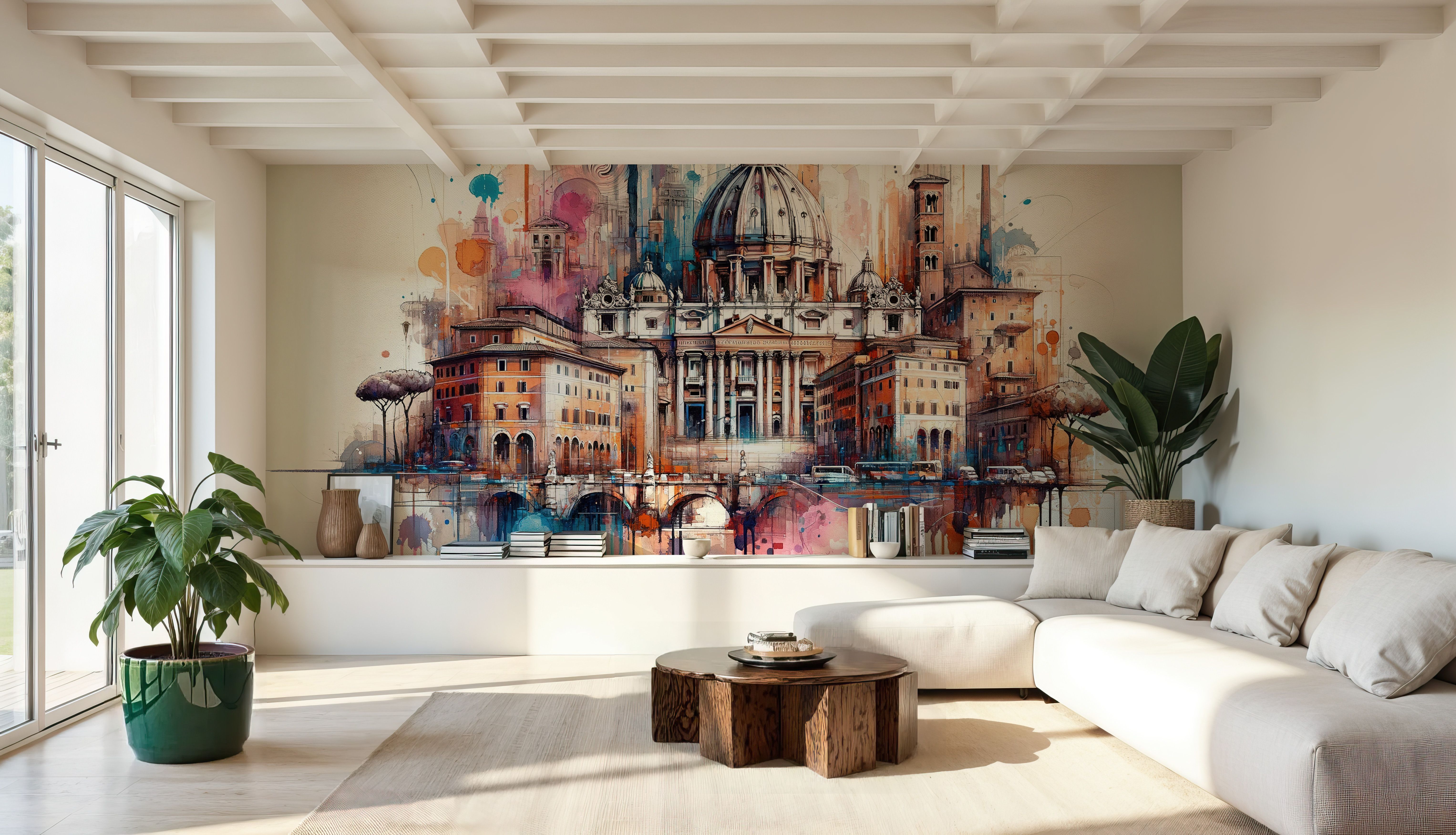 Watercolor Rome Skyline