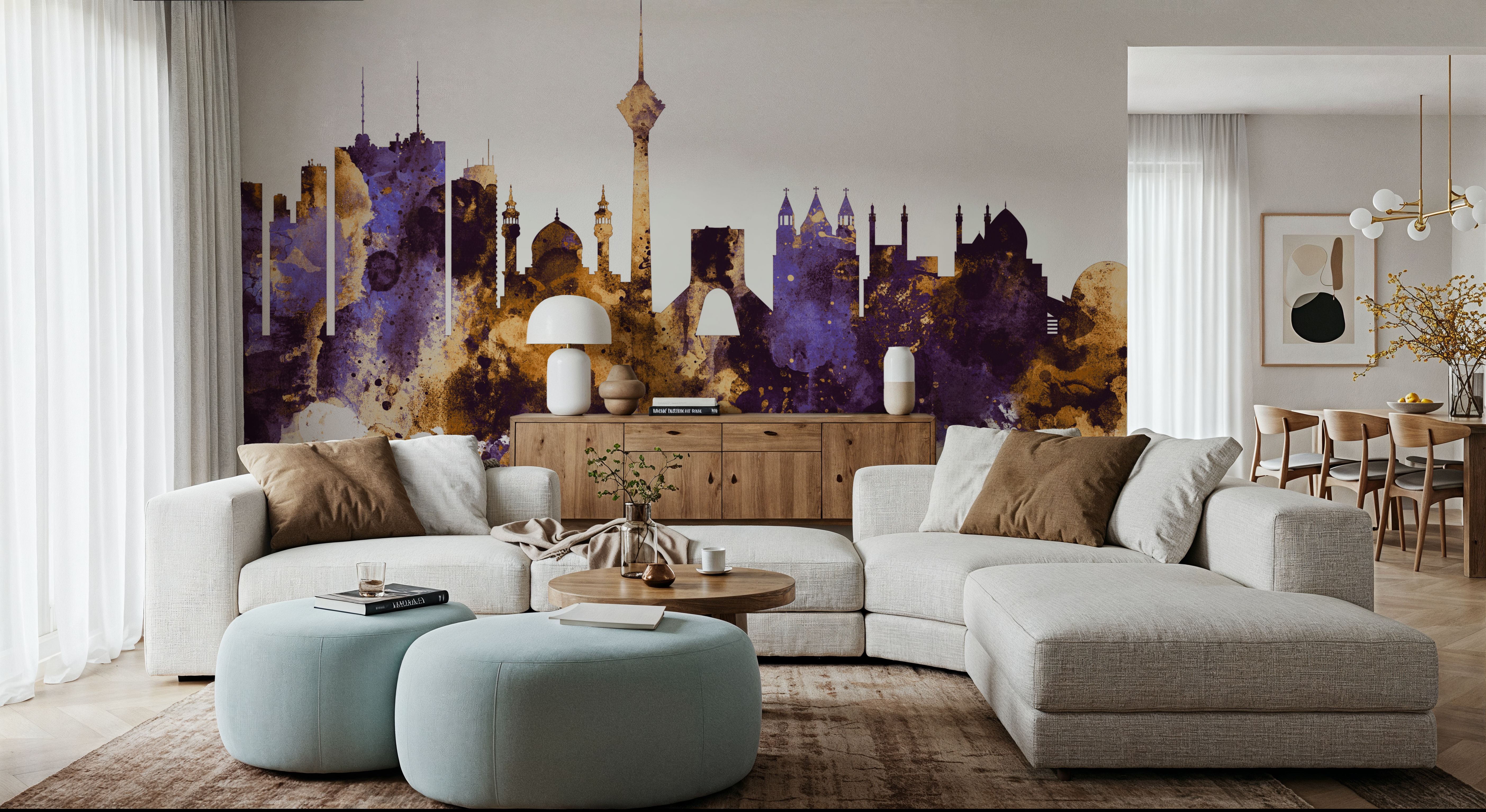 Tehran Iran Skyline Purple & Gold