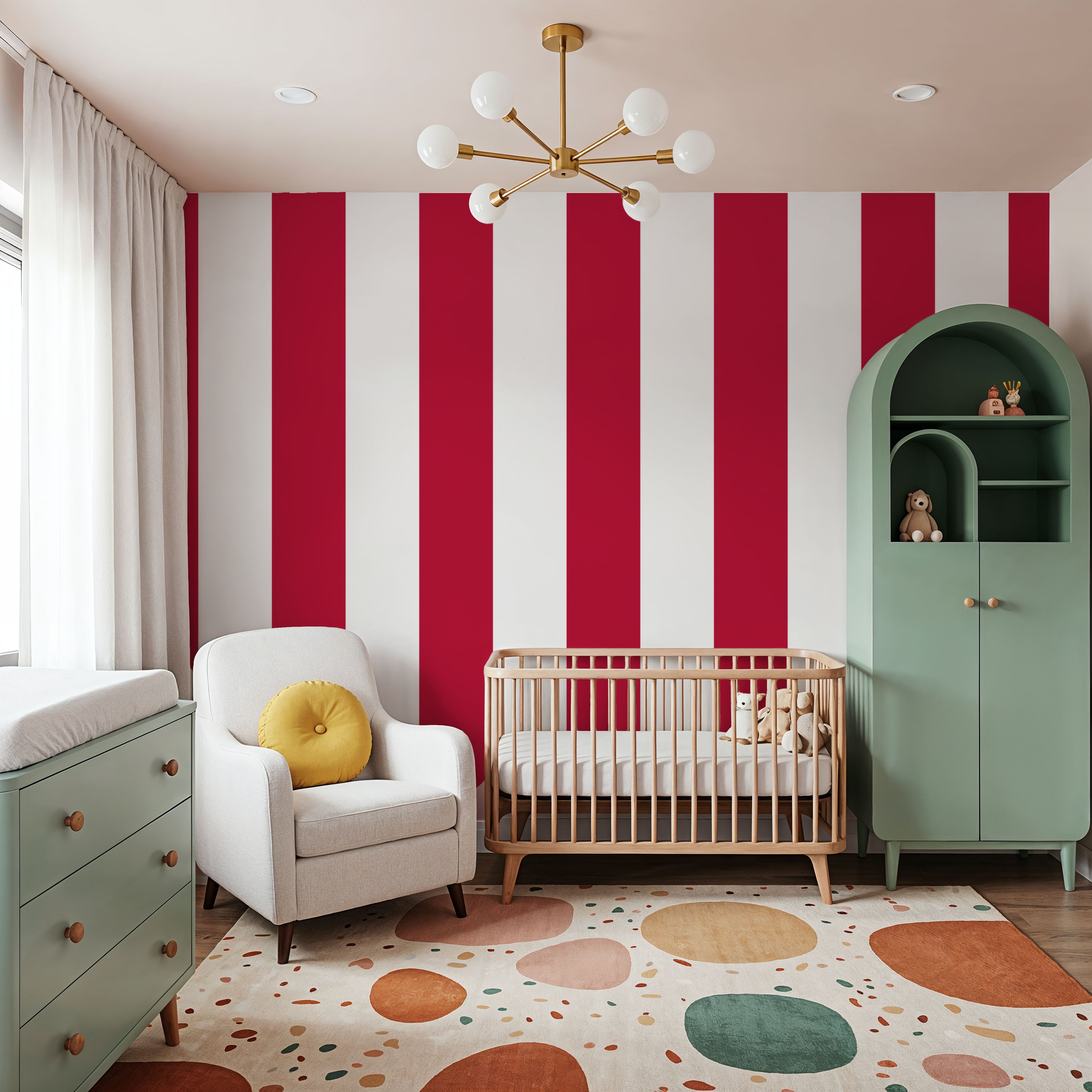 Scalloped Circus Stripes, Red