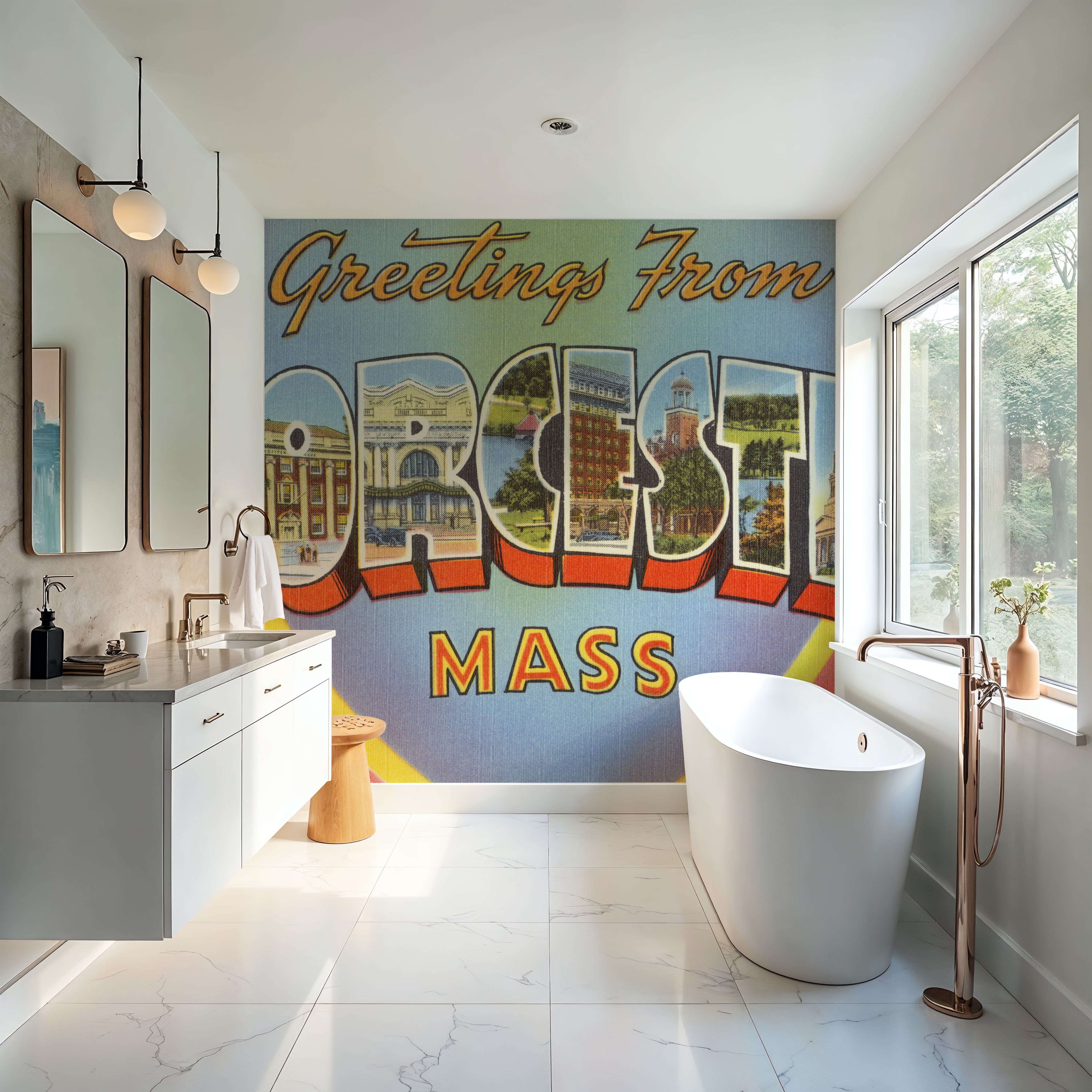 Greetings from Worcester - Screenprint Postcard