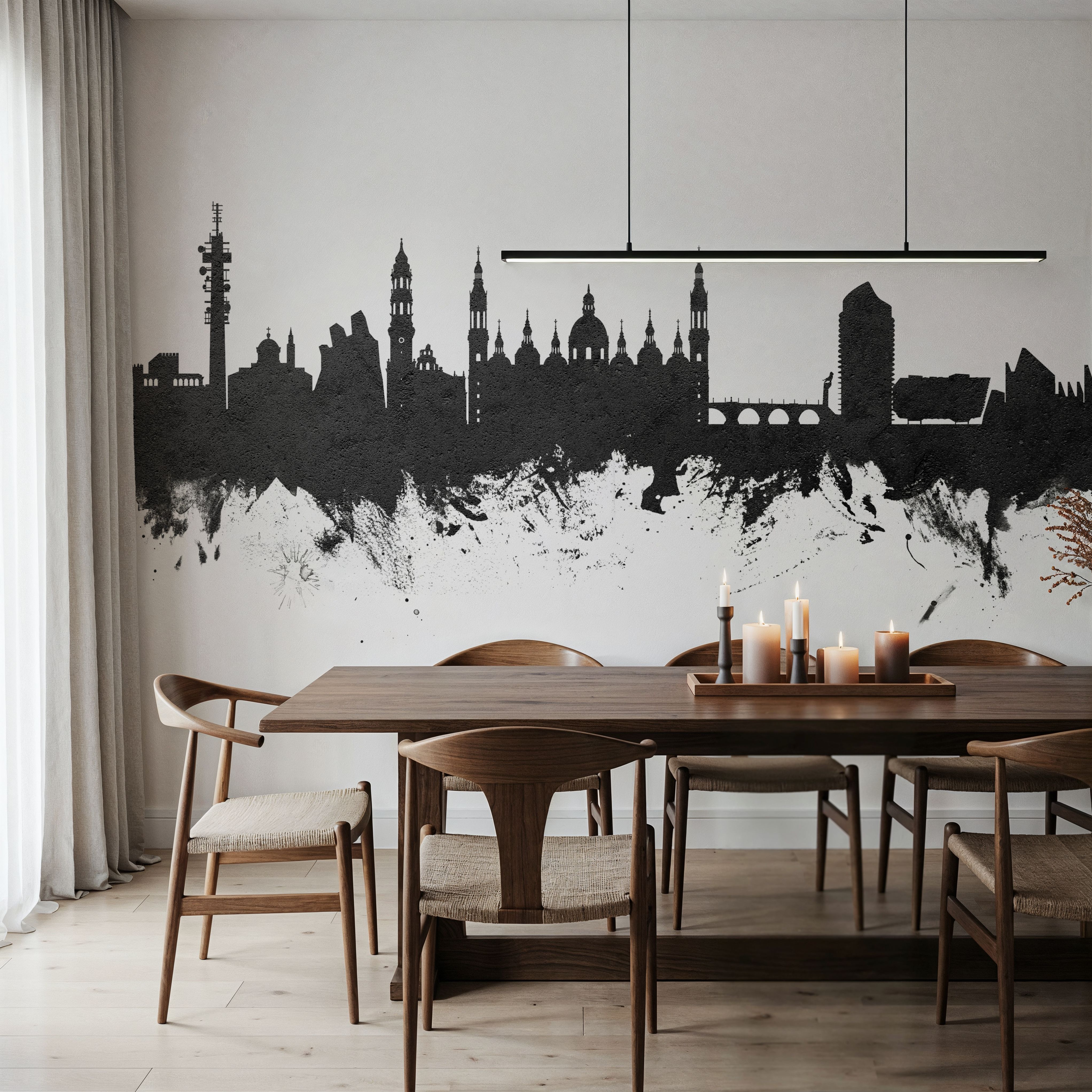 Zaragoza Spain Skyline Black & White