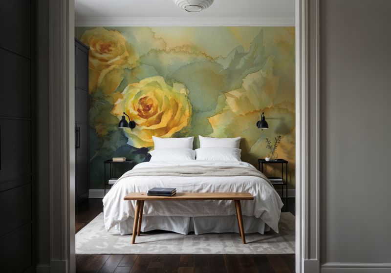 Golden Rose Reverie wallpaper mural 100% PVC-free and non-toxic