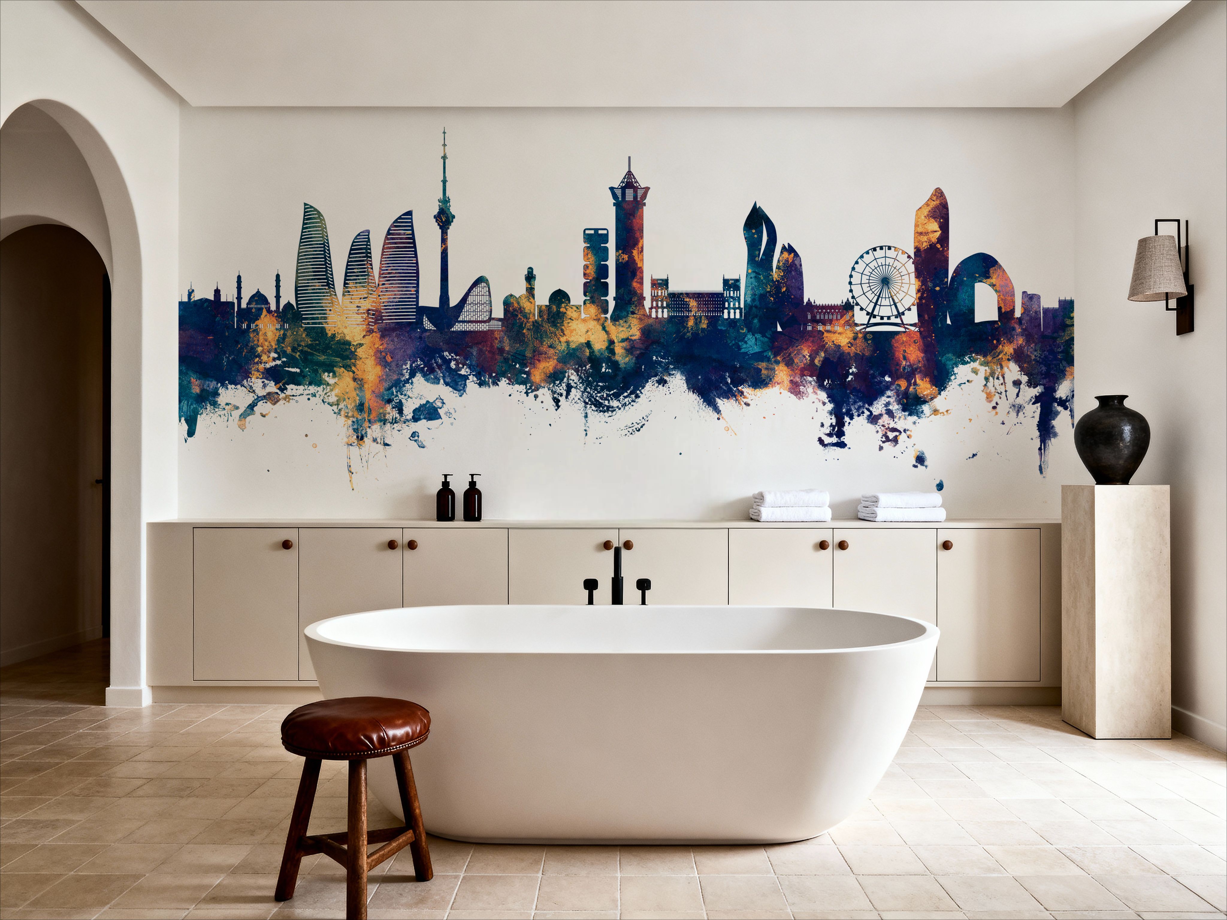 Baku Skyline Blue & Bronze