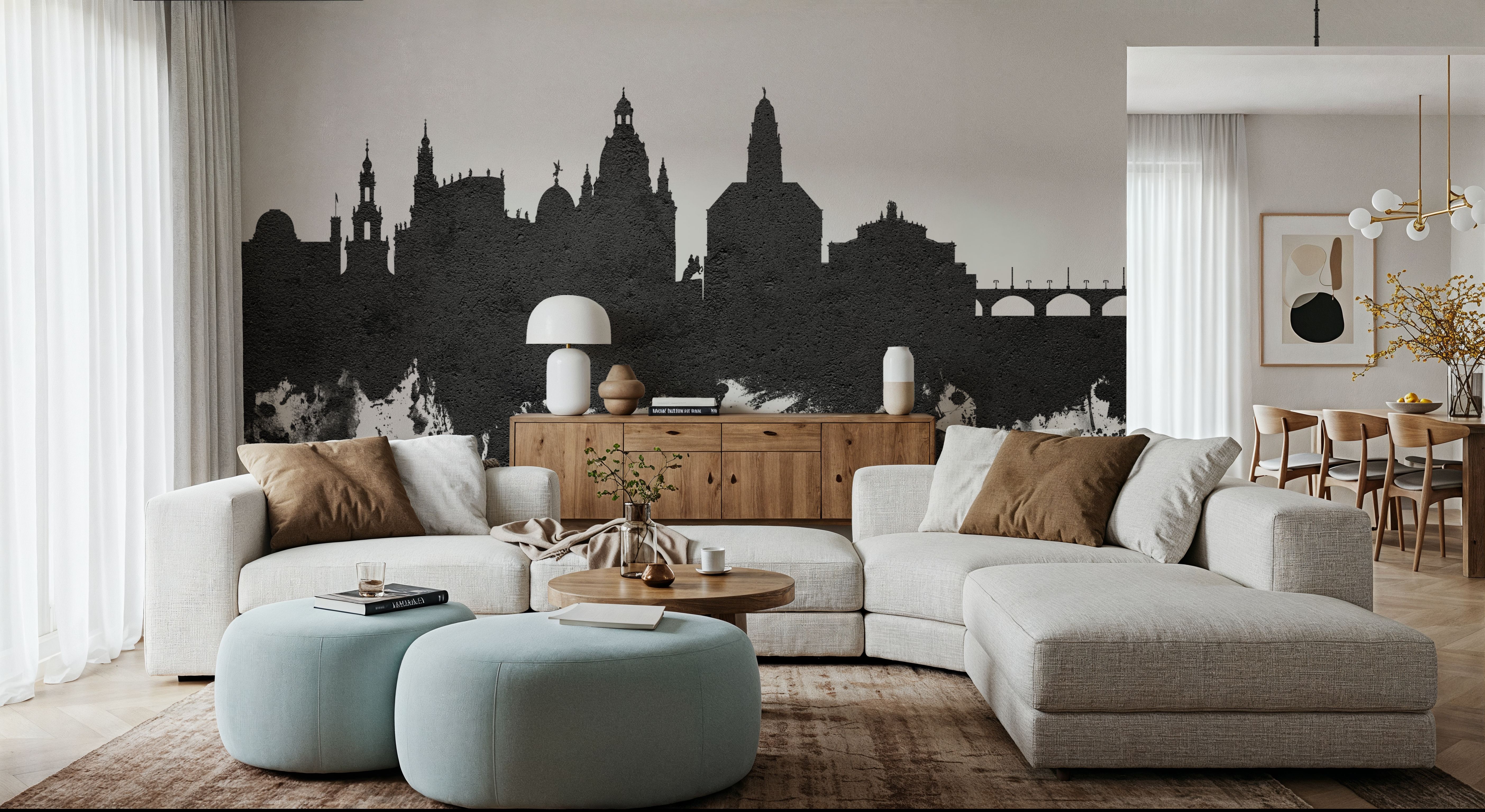 Dresden Germany Skyline Black & White