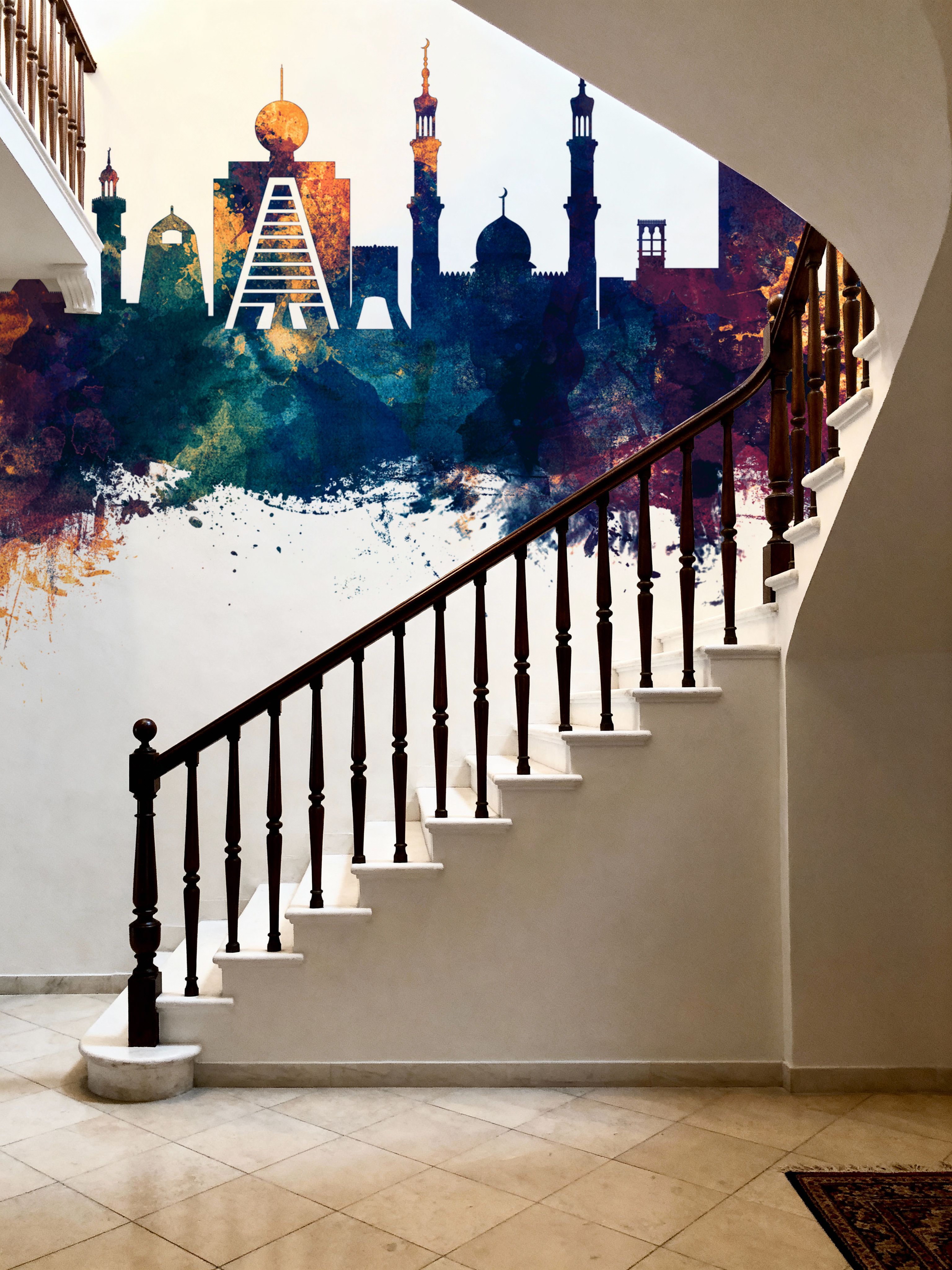 Ras Al Khaimah Skyline Blue & Bronze