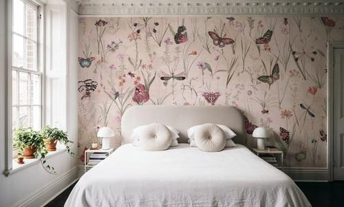 Herbals and Butterflies Beige