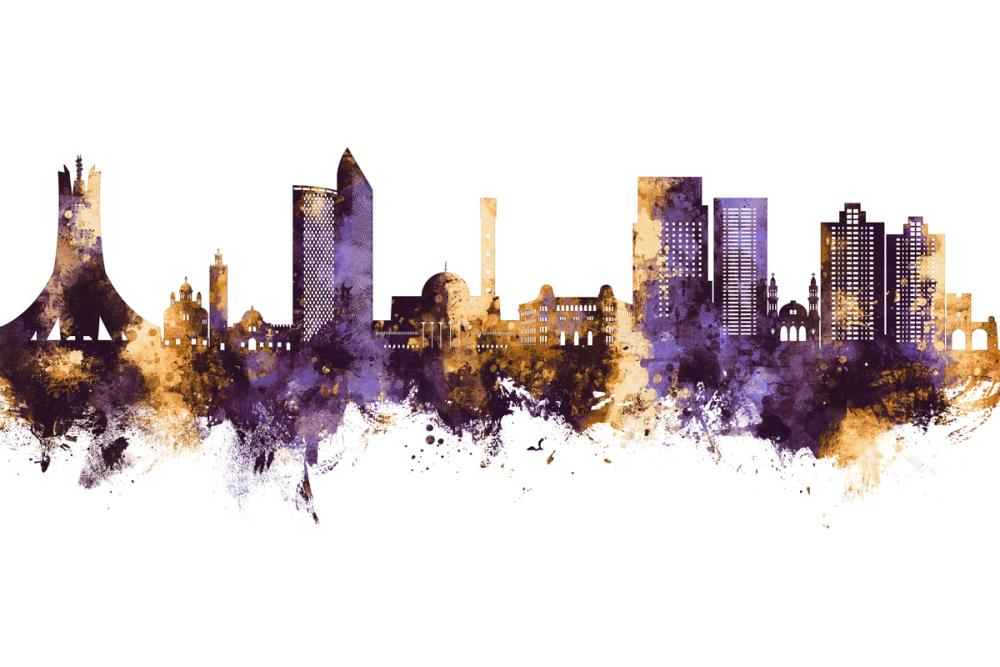 Algiers Algeria Skyline Purple & Gold