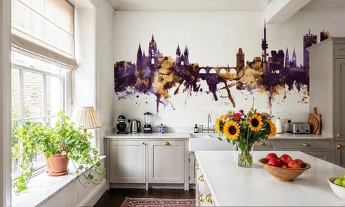 Prague (Praha) Czech Reublic Skyline Purple & Gold