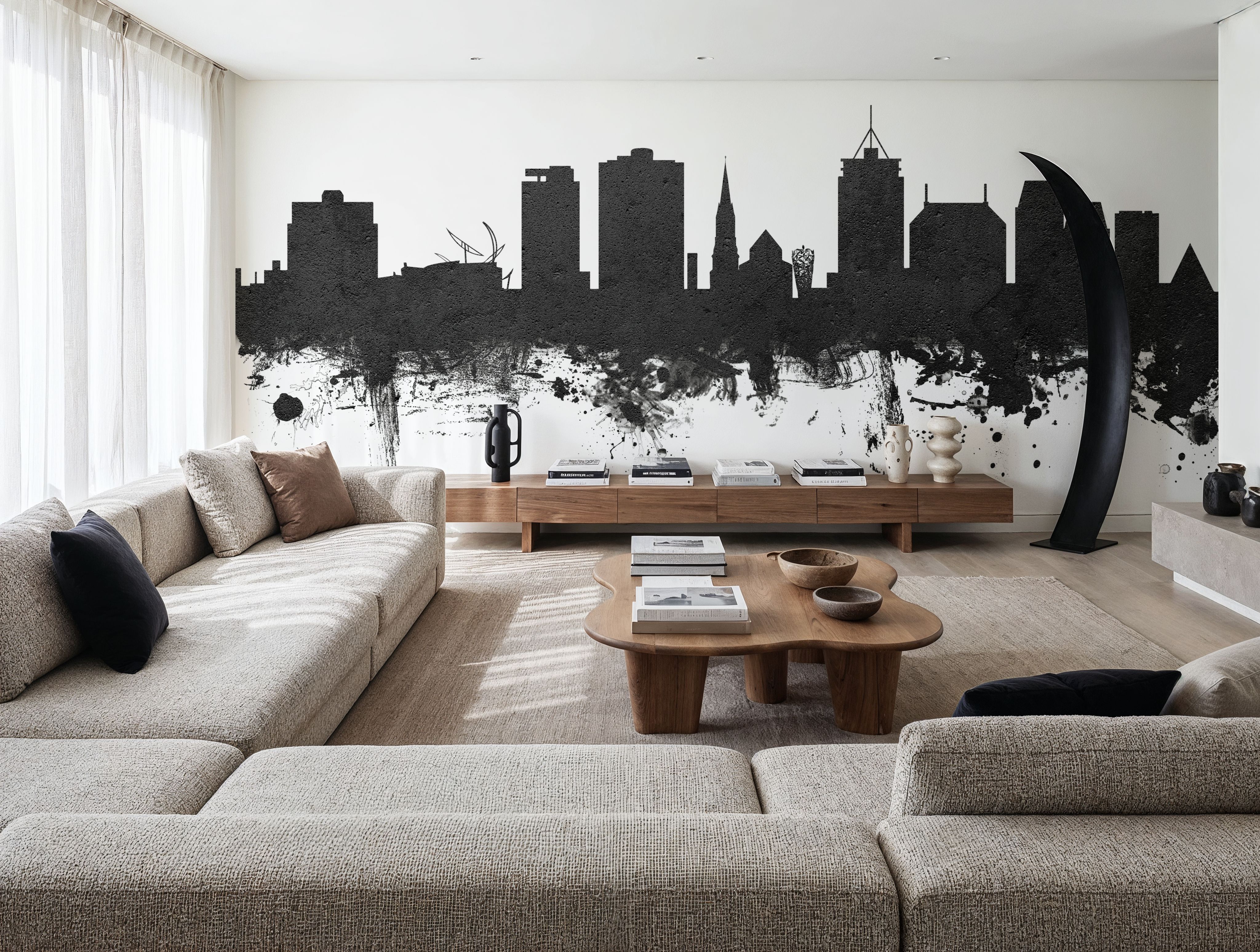 Christchurch New Zealand Skyline Black & White