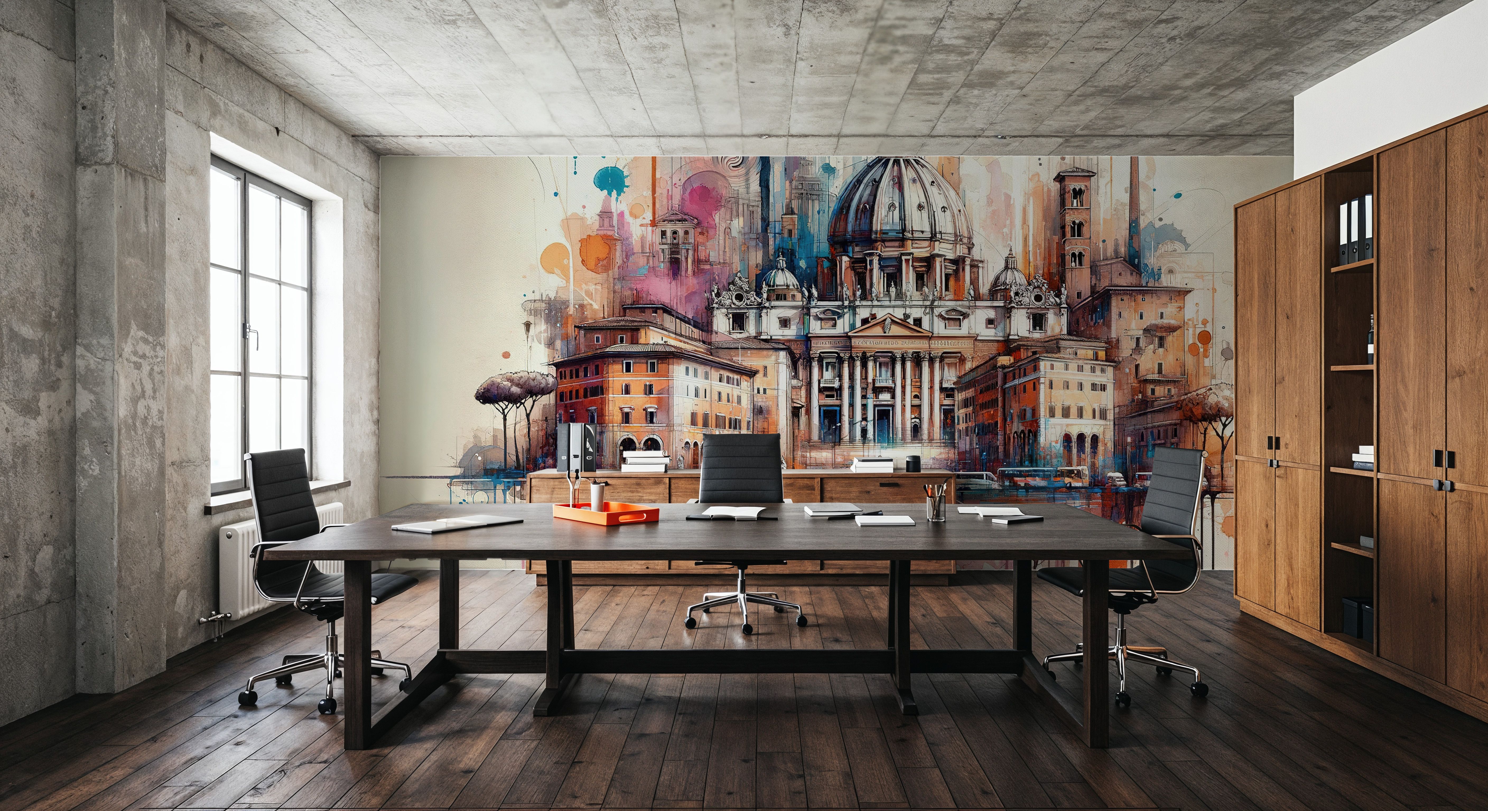 Watercolor Rome Skyline, Wallpaper